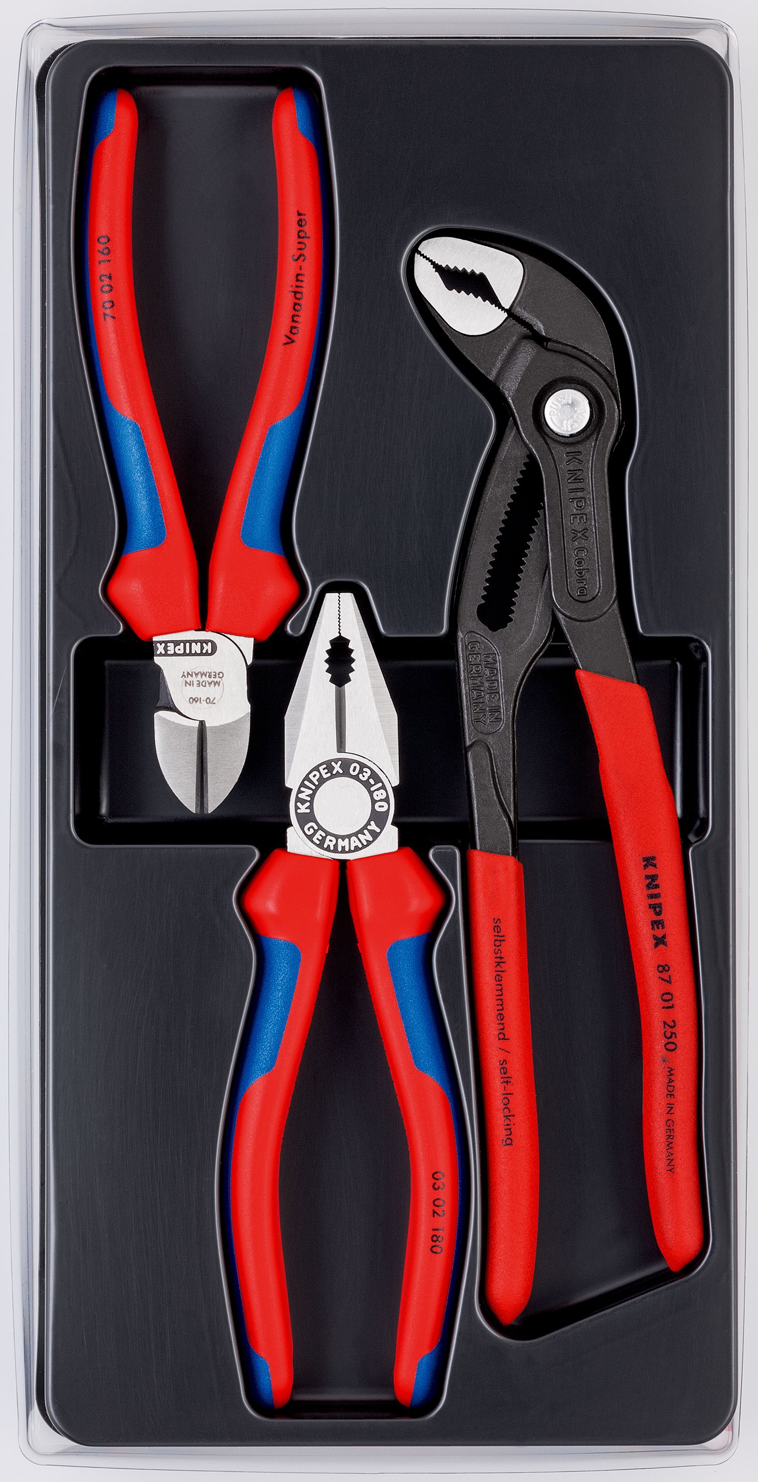 KNIPEX 00 20 09 V01 Bestseller-set 1 x 03 02 180, 1 x 70 02 160, 1 x 87 01 250