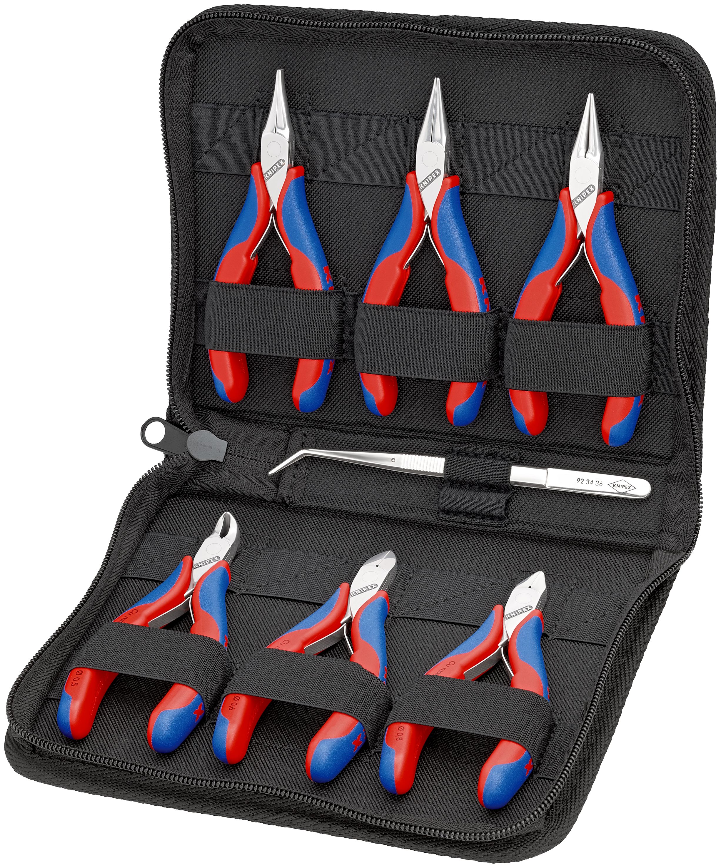 KNIPEX 00 20 16 Pouzdro s kleštěmi pro elektroniku s nástroji pro práce na elektronických součástkách 7-dílný 215 mm