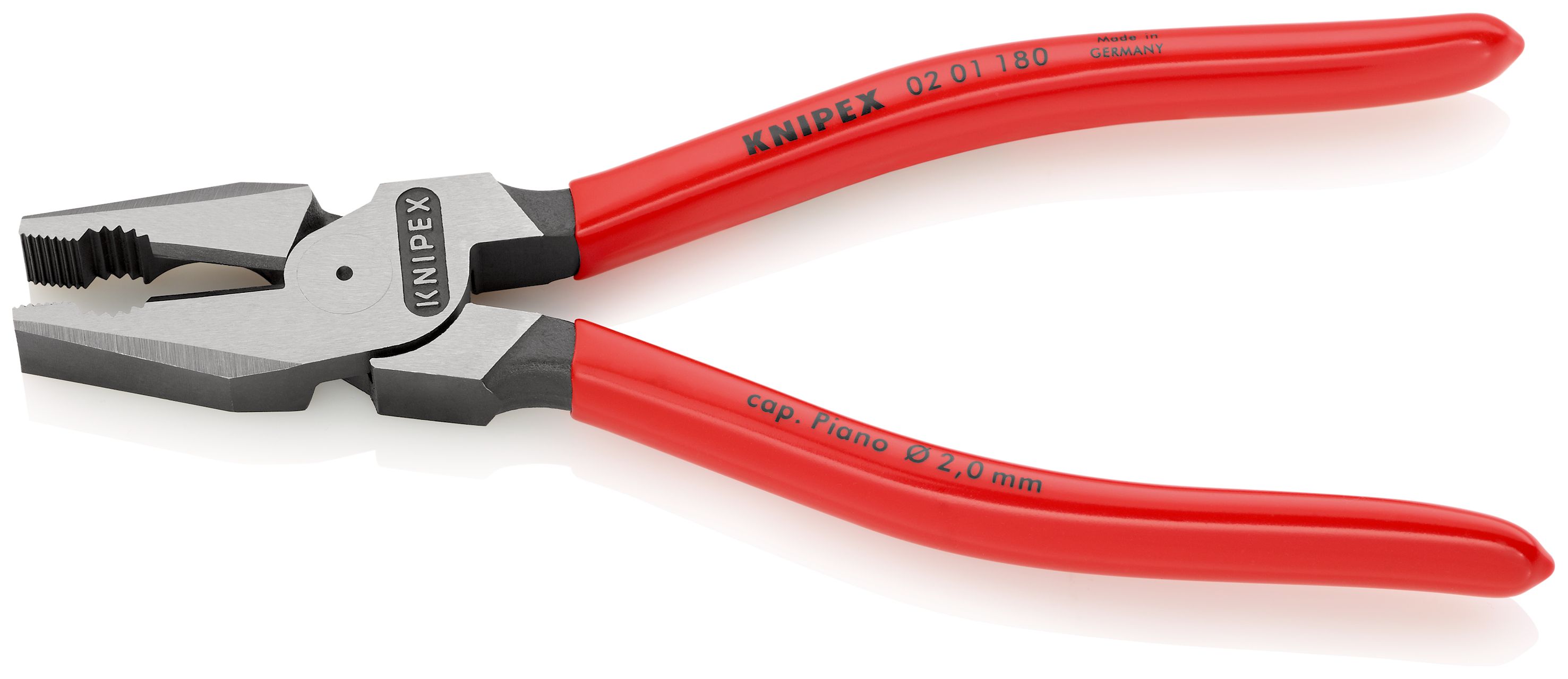 KNIPEX 02 01 180 Silové kombinované kleště potaženo plastem atramentované na černo 180 mm