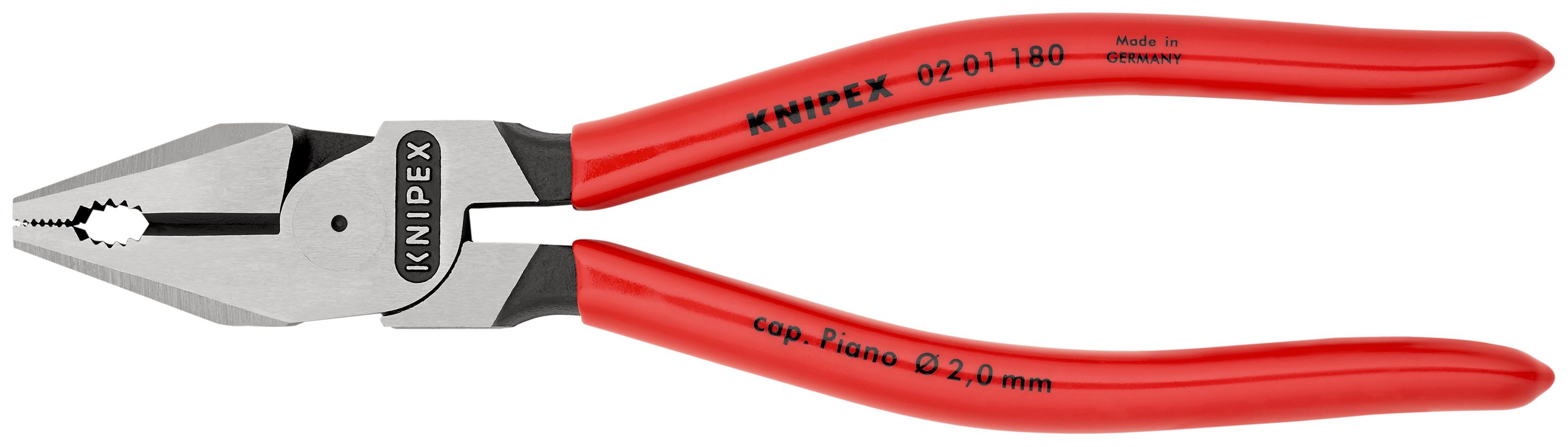 KNIPEX 02 01 180 Silové kombinované kleště potaženo plastem atramentované na černo 180 mm