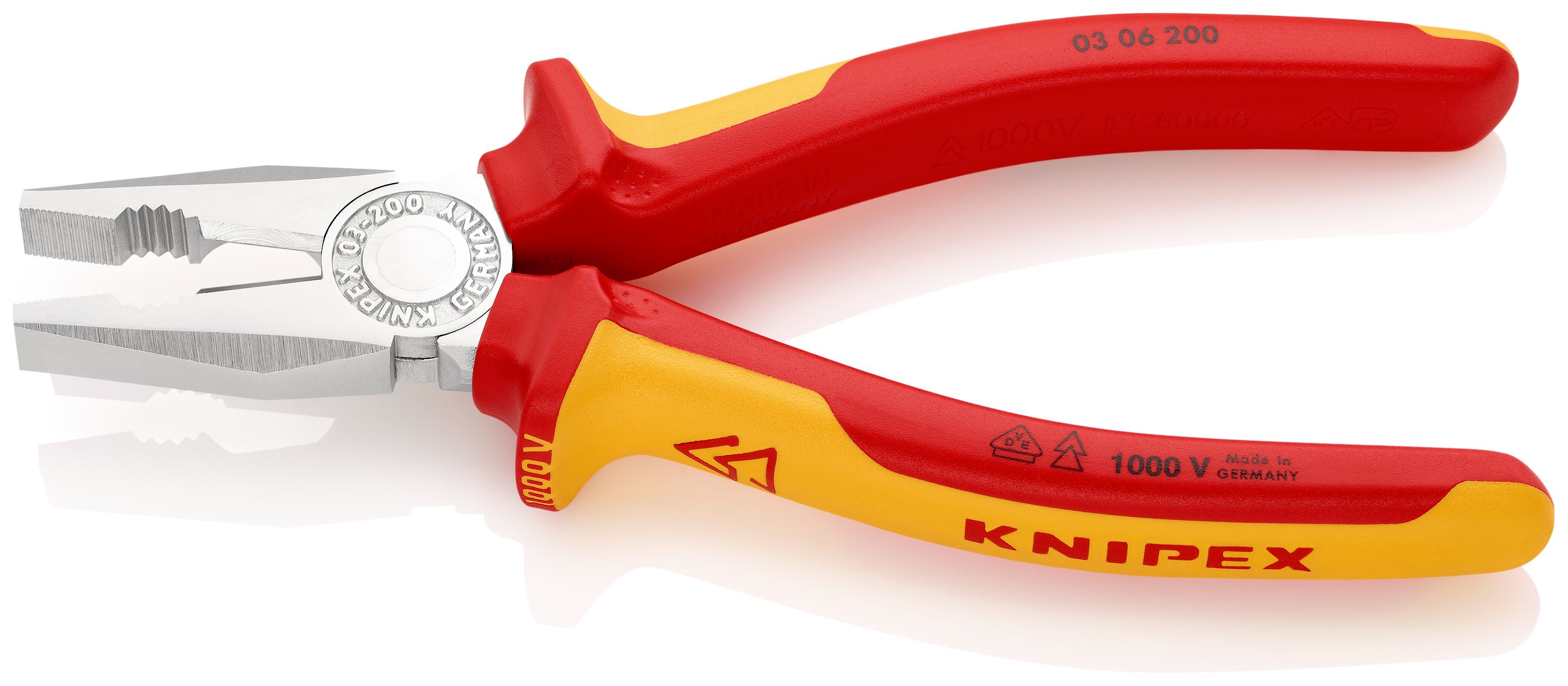 KNIPEX 03 06 200 Kombinované kleště izolované vícesložkovými návleky, certifikace VDE chromované 200 mm