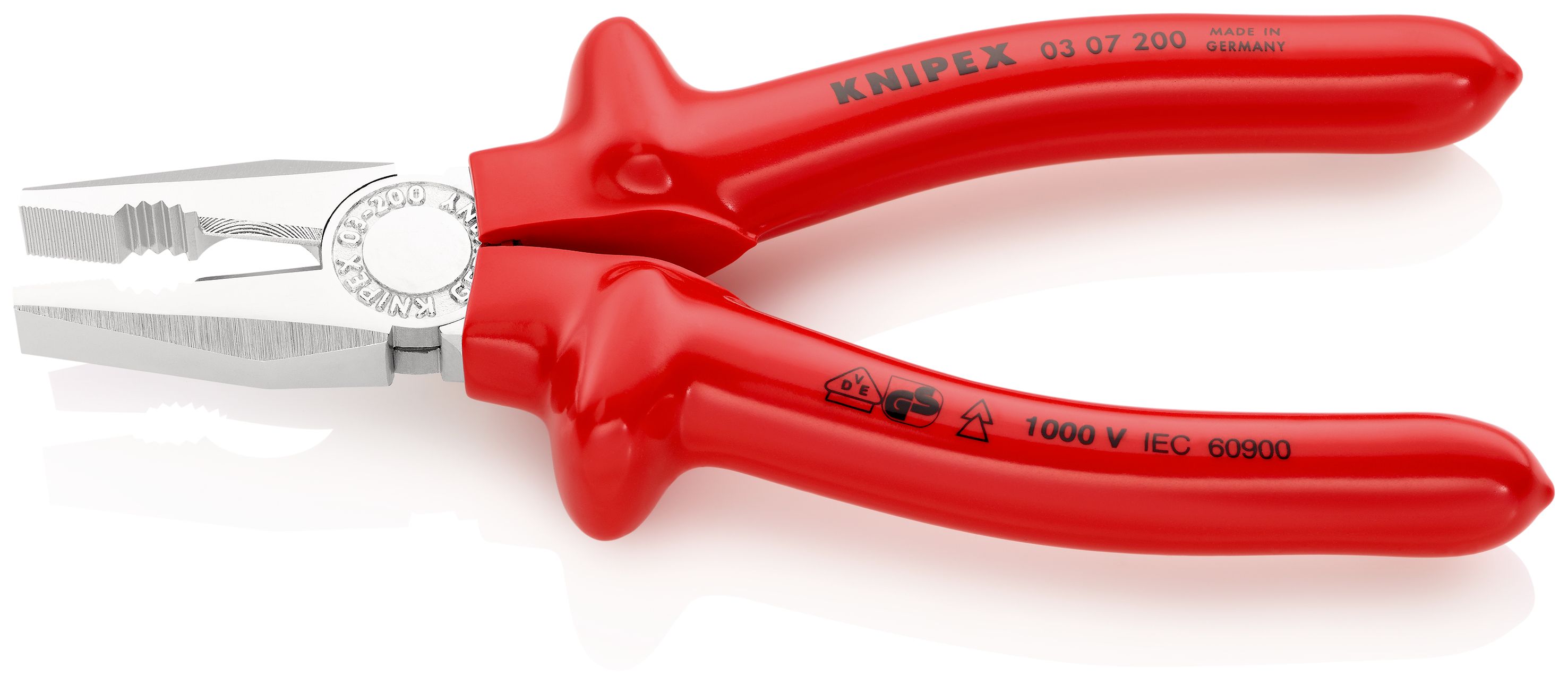 KNIPEX 03 07 200 Kombinované kleště izolace nanášená ponorem, zkoušeno podle norem VDE chromované 200 mm