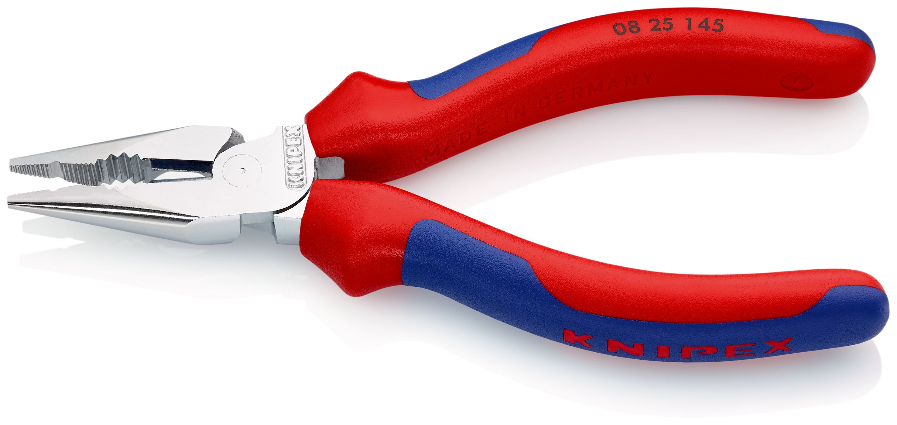 KNIPEX 08 25 145 Kombinované úzké ploché kleště s vícekomponentními rukojeťmi chromované 145 mm