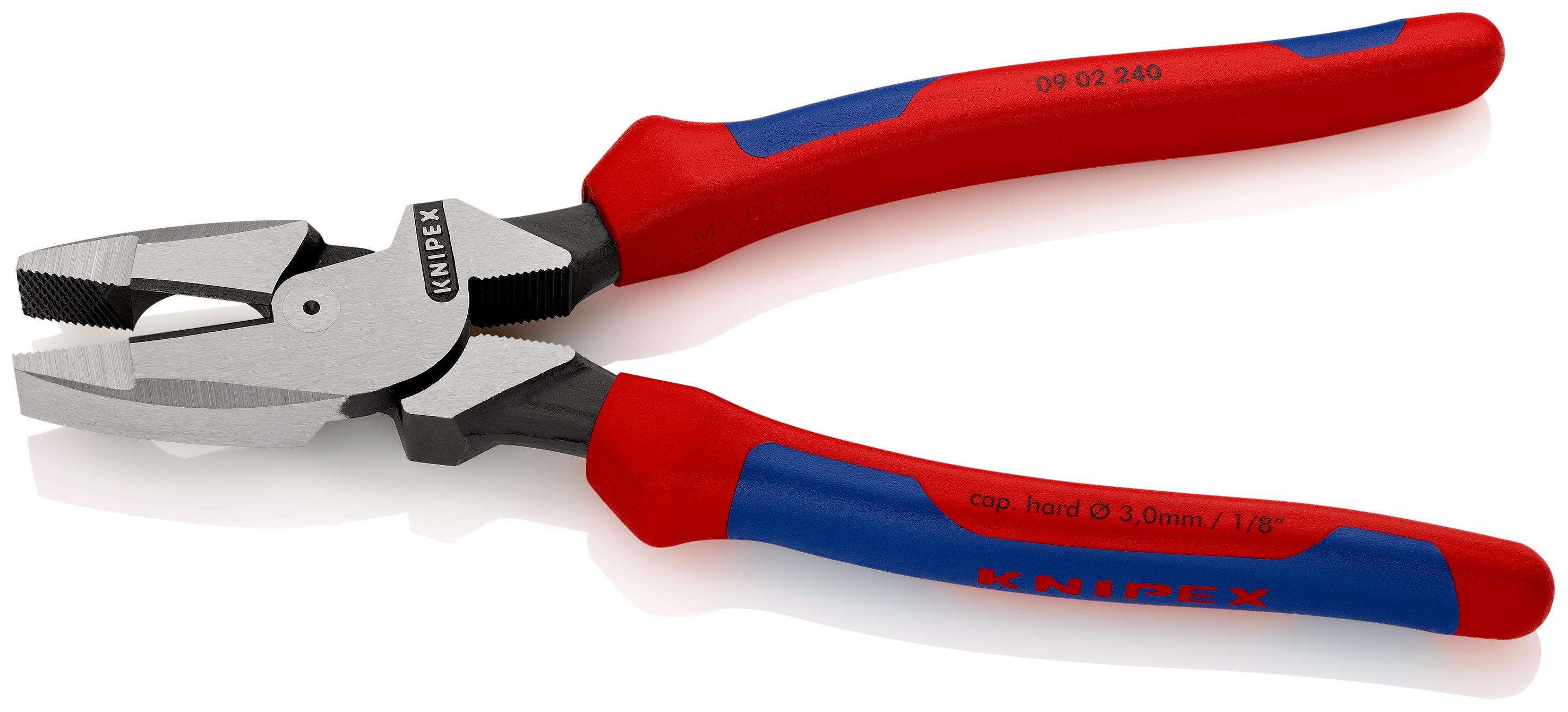 KNIPEX 09 02 240 Silové kombinované kleště "Lineman's Pliers" americký model s vícekomponentními rukojeťmi atramentované na černo 240 mm