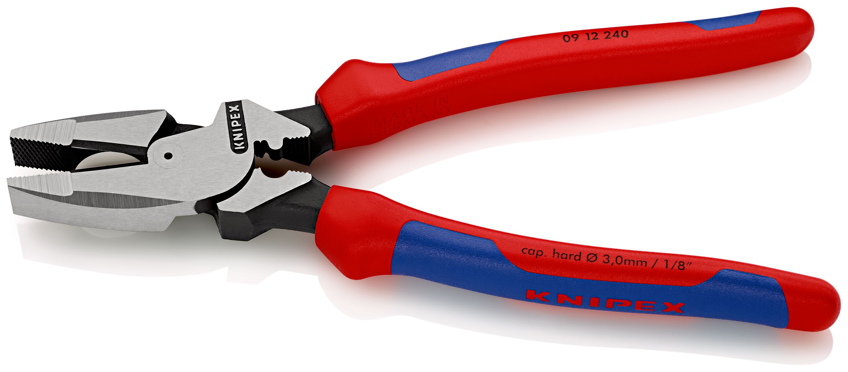 KNIPEX 09 12 240 Silové kombinované kleště "Lineman's Pliers" americký model s vícekomponentními rukojeťmi atramentované na černo 240 mm