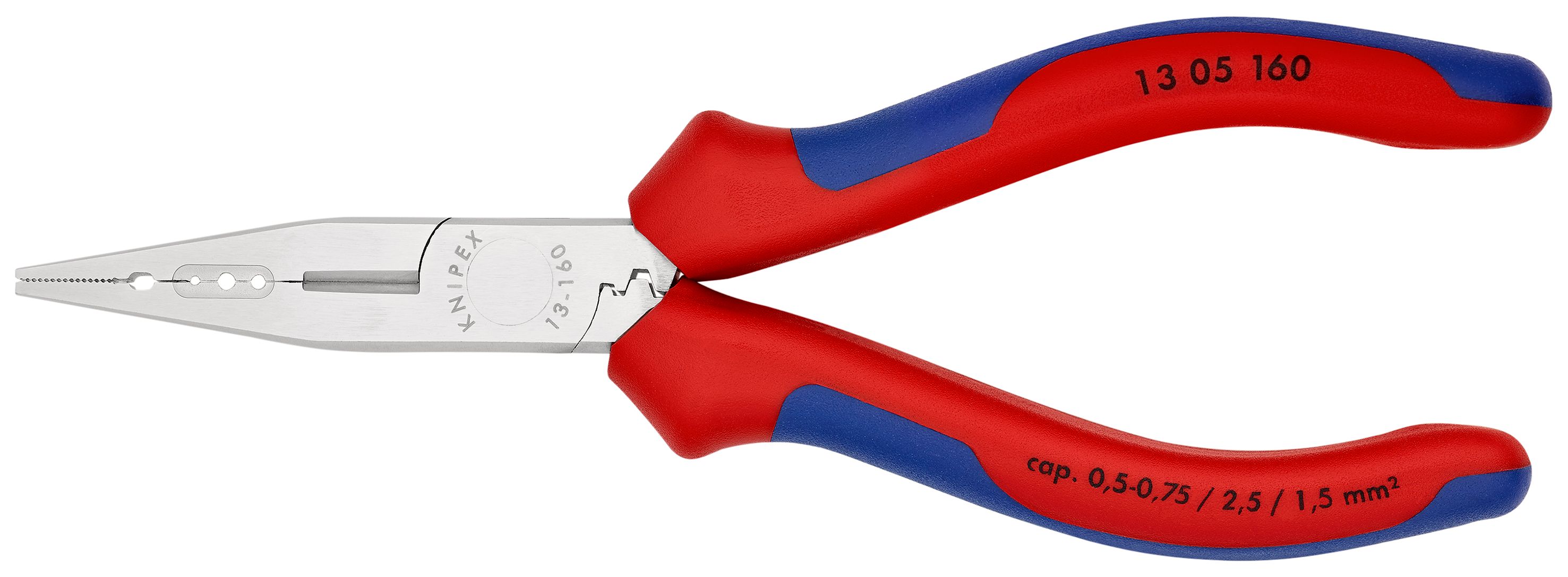KNIPEX 13 05 160 Elektrikářské kleště s vícekomponentními rukojeťmi chromované 160 mm