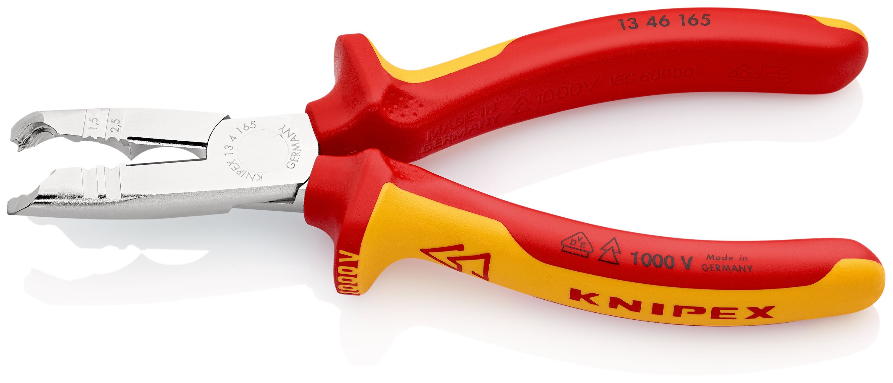 KNIPEX 13 46 165 Odizolovací kleště izolované vícesložkovými návleky, certifikace VDE chromované 165 mm
