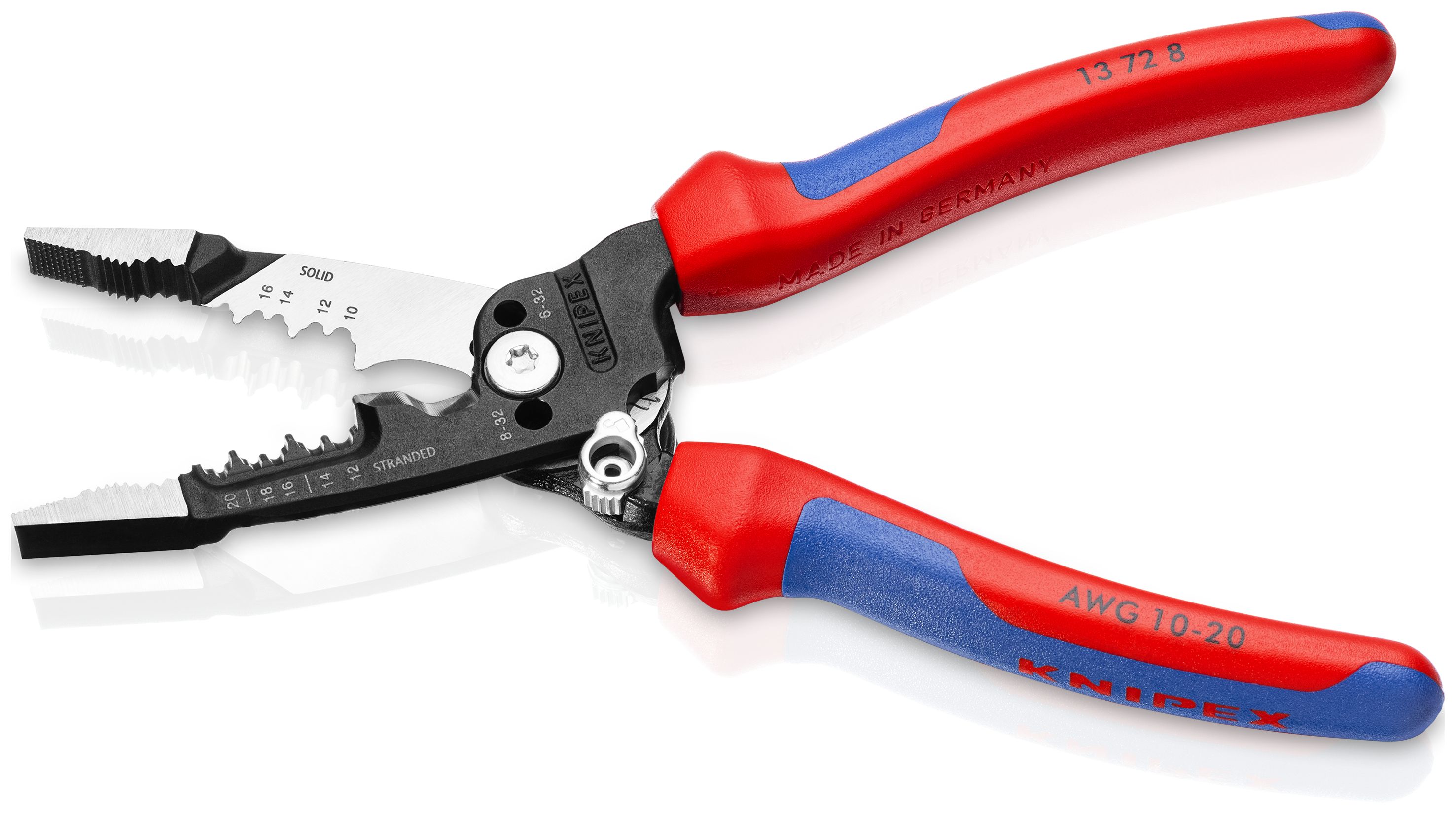 KNIPEX 13 72 8 WireStripper Multifunkční elektrikářské kleště americký model s vícekomponentními rukojeťmi atramentované na černo 200 mm