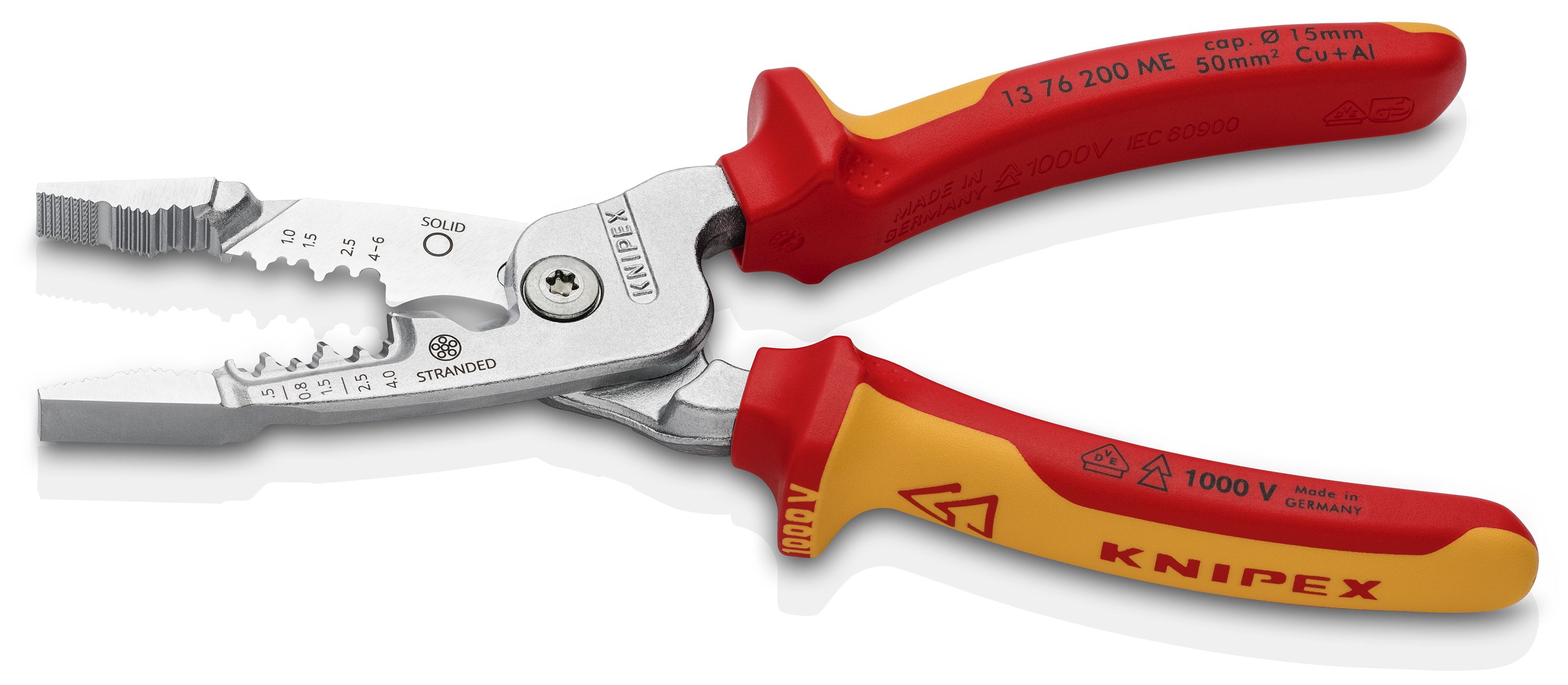 KNIPEX 13 76 200 ME WireStripper metrický model izolované vícesložkovými návleky, certifikace VDE chromované 200 mm