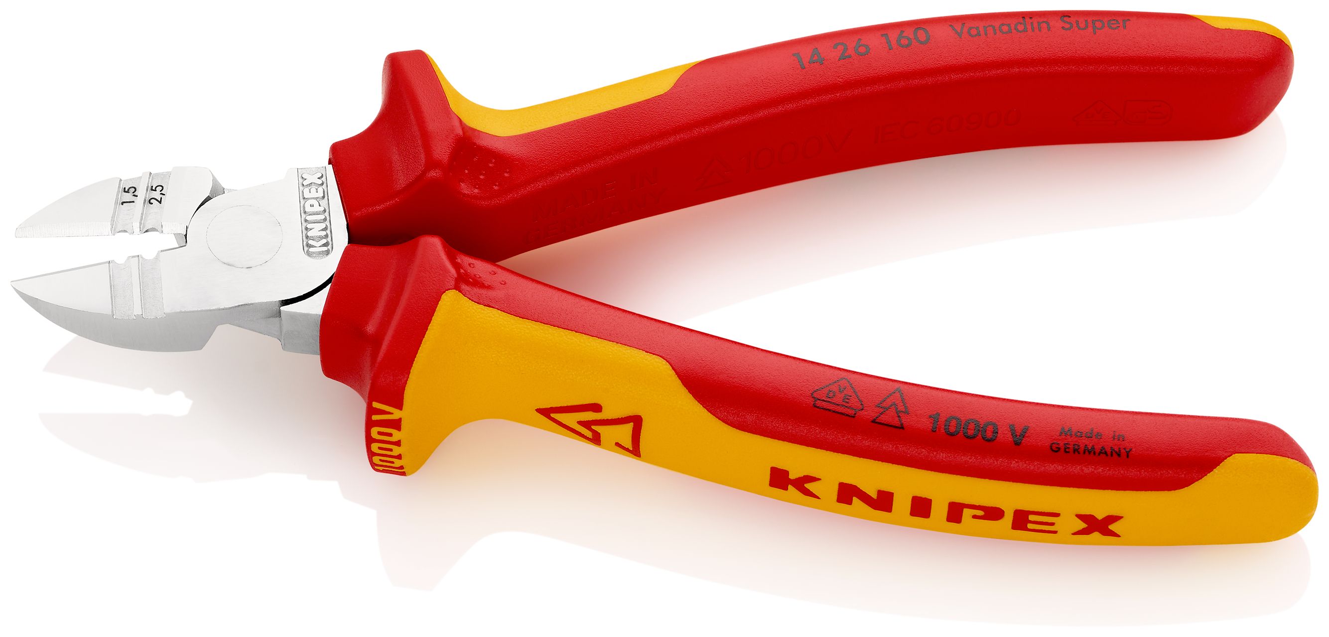 KNIPEX 14 26 160 Boční odizolovací kleště izolované vícesložkovými návleky, certifikace VDE chromované 160 mm