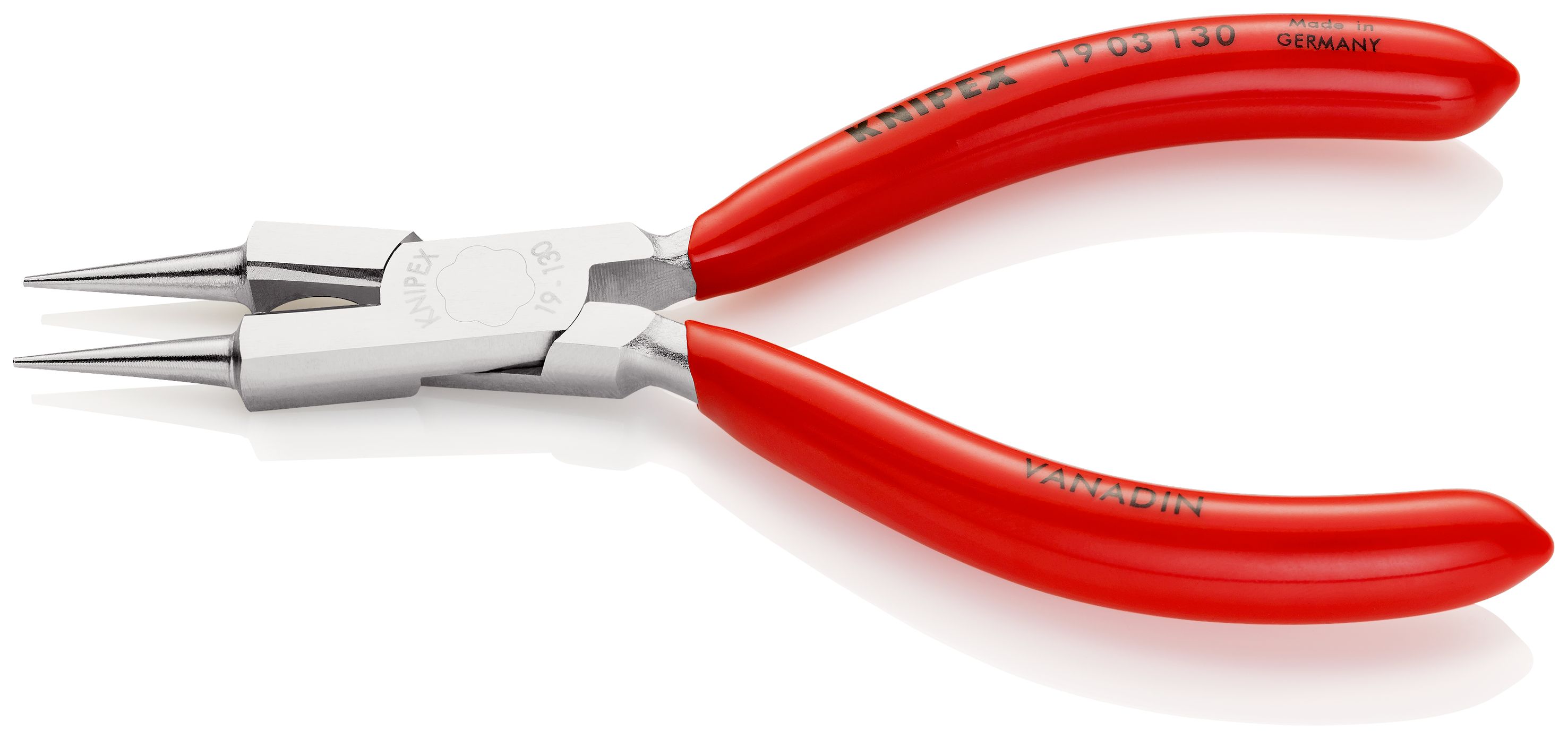 KNIPEX 19 03 130 Kleště s kulatými čelistmi s břitem (ozdobné ohýbací kleště) potaženo plastem chromované 130 mm