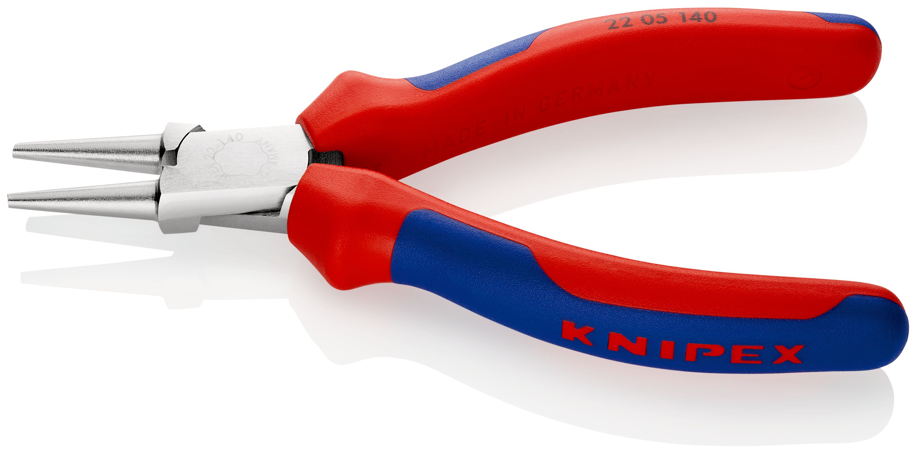 KNIPEX 22 05 140 Kleště s kulatými čelistmi s vícekomponentními rukojeťmi chromované 140 mm