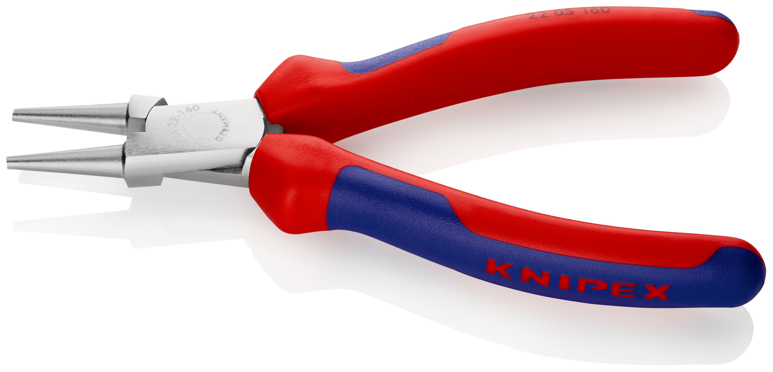 KNIPEX 22 05 160 Kleště s kulatými čelistmi s vícekomponentními rukojeťmi chromované 160 mm