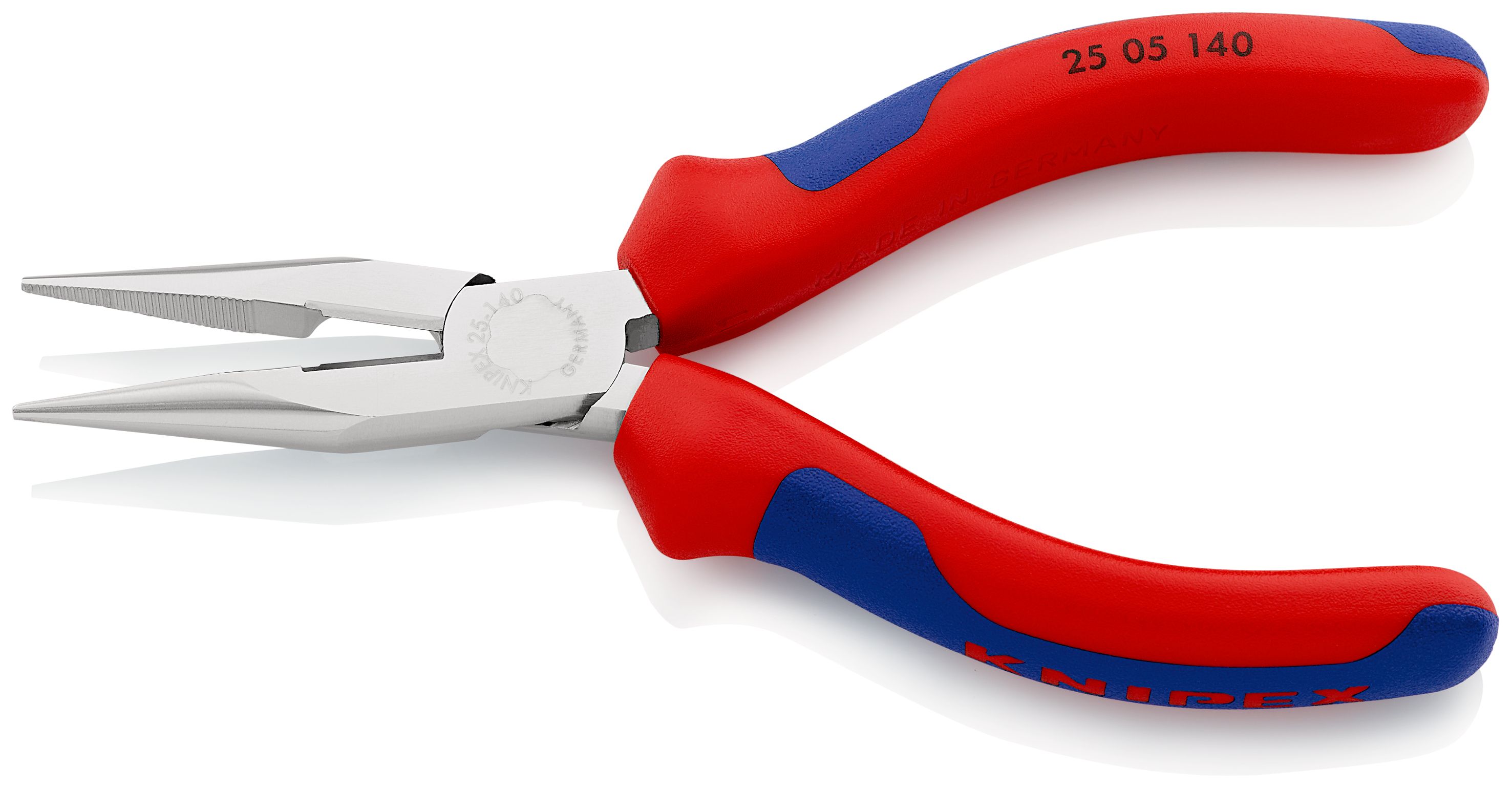 KNIPEX 25 05 140 Půlkulaté kleště s břity (Kleště pro radiotechniku) s vícekomponentními rukojeťmi chromované 140 mm
