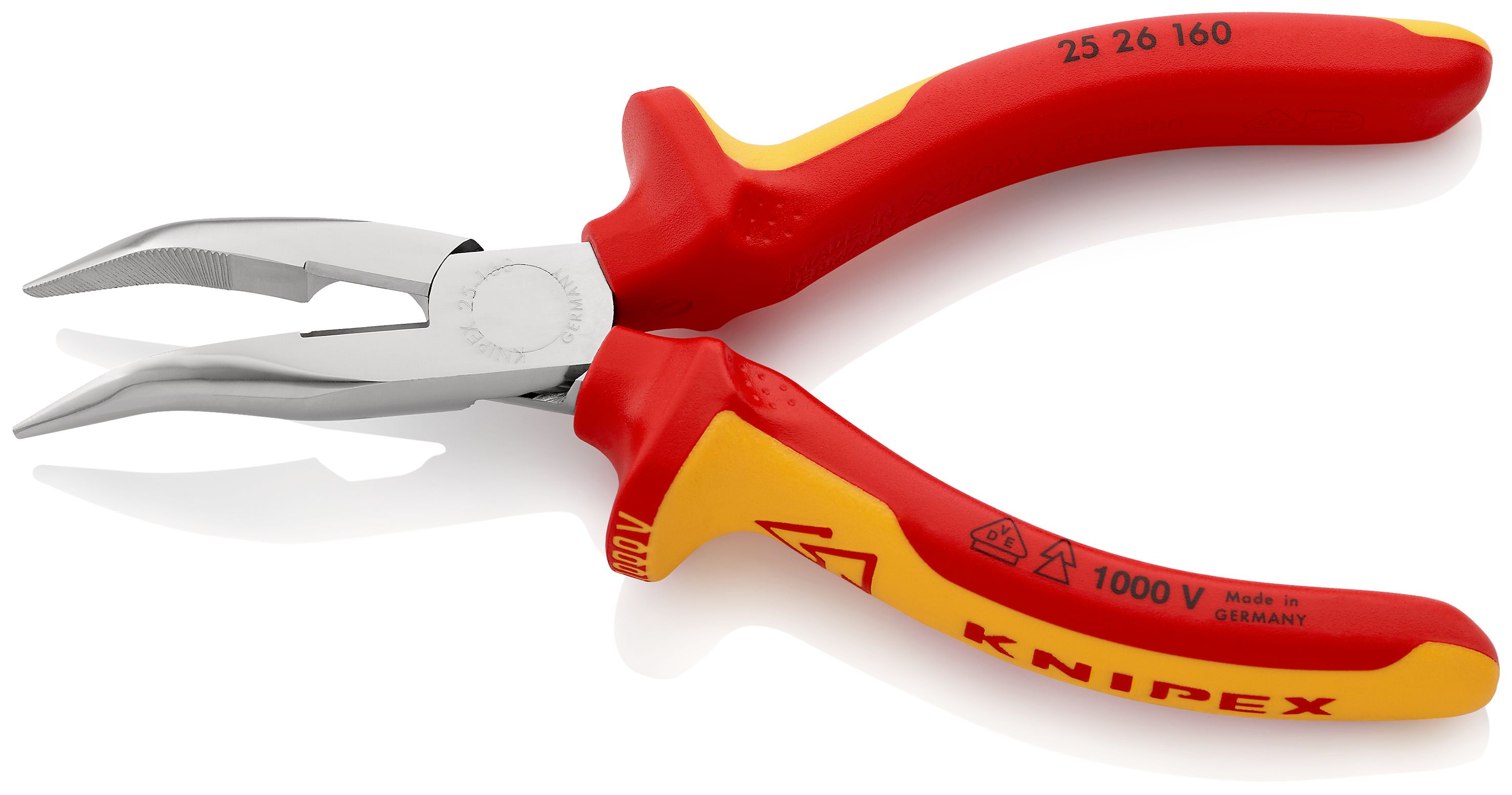 KNIPEX 25 26 160 Půlkulaté kleště s břity (Kleště pro radiotechniku) izolované vícesložkovými návleky, certifikace VDE chromované 160 mm