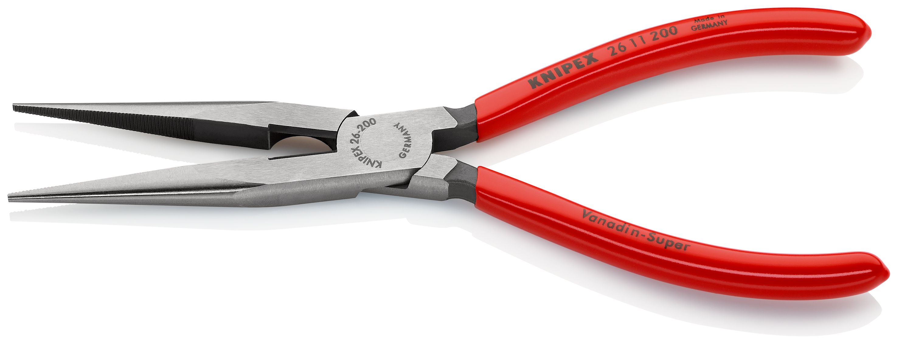 KNIPEX 26 11 200 Půlkulaté kleště s břity (úzké ploché kleště) potaženo plastem atramentované na černo 200 mm