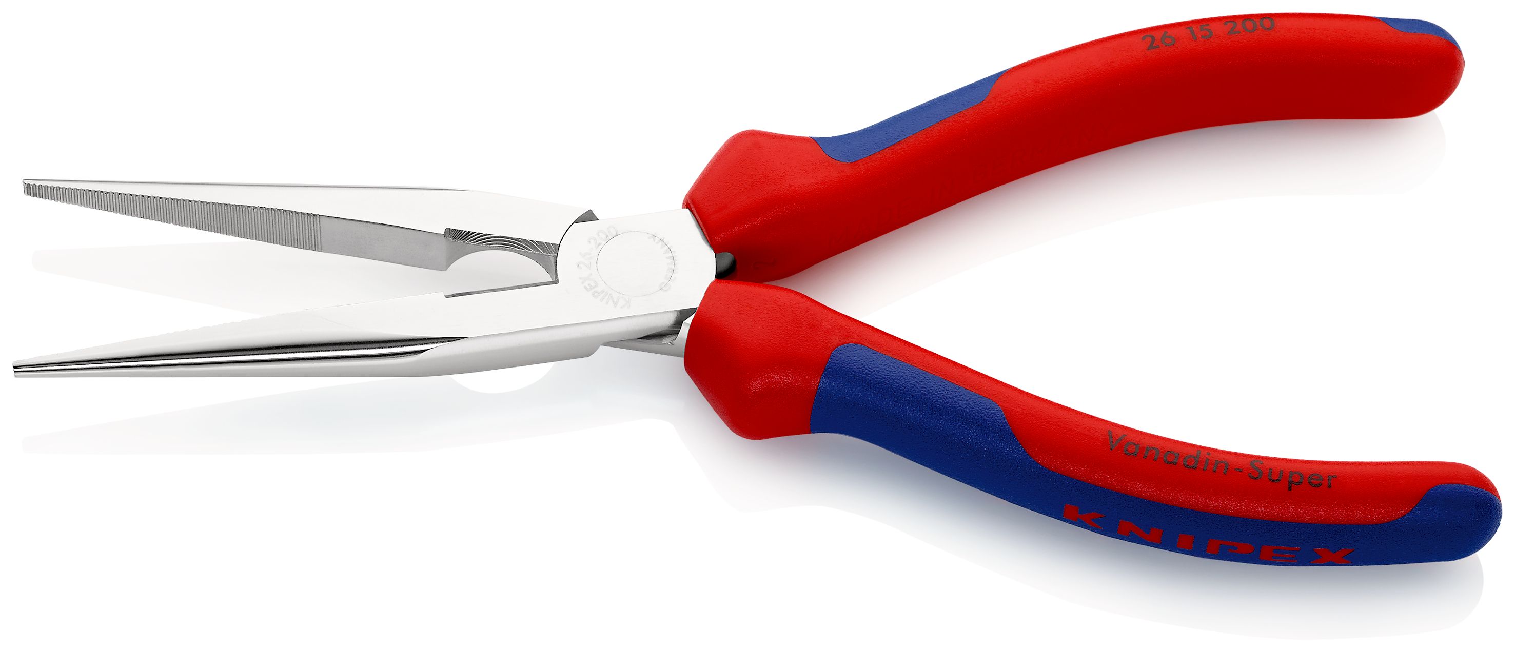 KNIPEX 26 15 200 Půlkulaté kleště s břity (úzké ploché kleště) s vícekomponentními rukojeťmi chromované 200 mm
