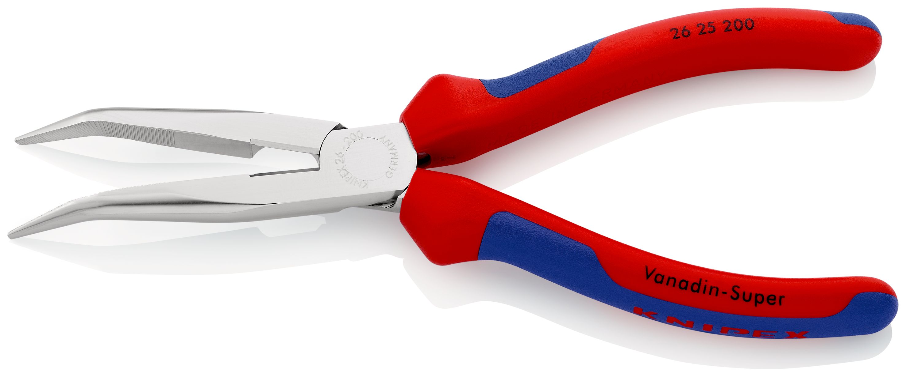 KNIPEX 26 25 200 Půlkulaté kleště s břity (úzké ploché kleště) s vícekomponentními rukojeťmi chromované 200 mm