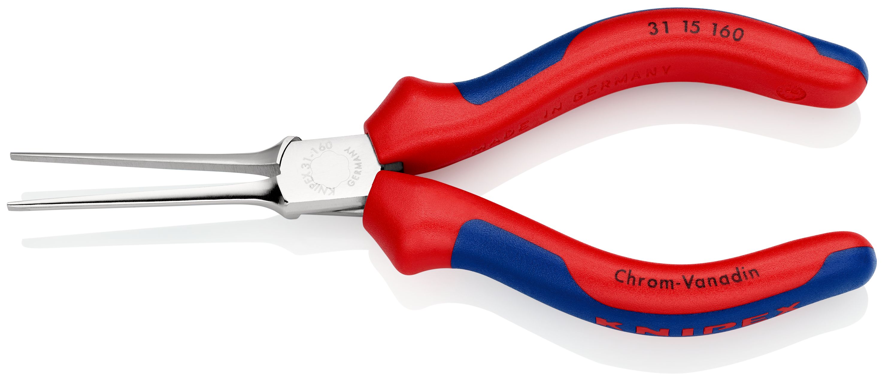 KNIPEX 31 15 160 Kleště pro uchopení (jehlové kleště) s vícekomponentními rukojeťmi chromované 160 mm