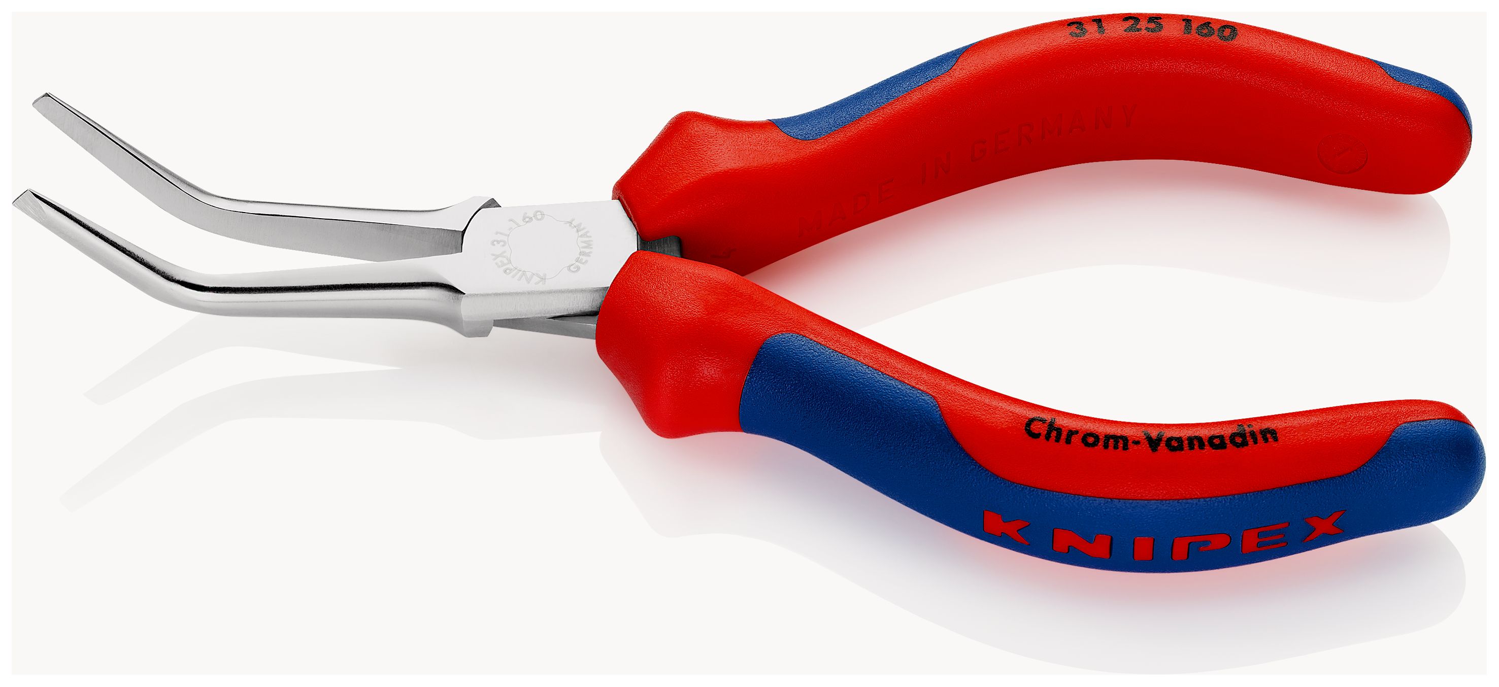KNIPEX 31 25 160 Kleště pro uchopení (jehlové kleště) s vícekomponentními rukojeťmi chromované 160 mm