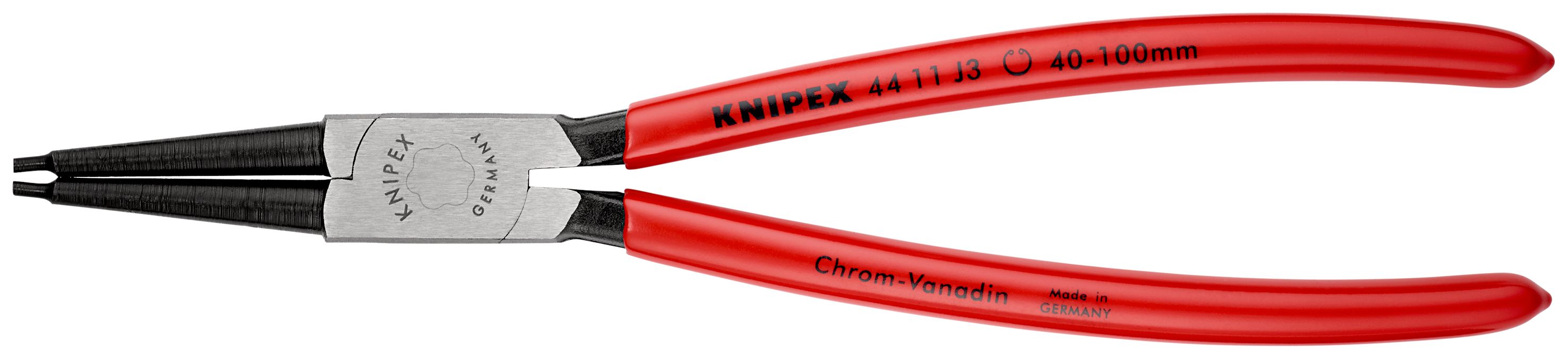 KNIPEX 44 11 J3 Kleště na pojistné kroužky pro vnitřní kroužky v otvorech potaženo plastem atramentované na černo 225 mm