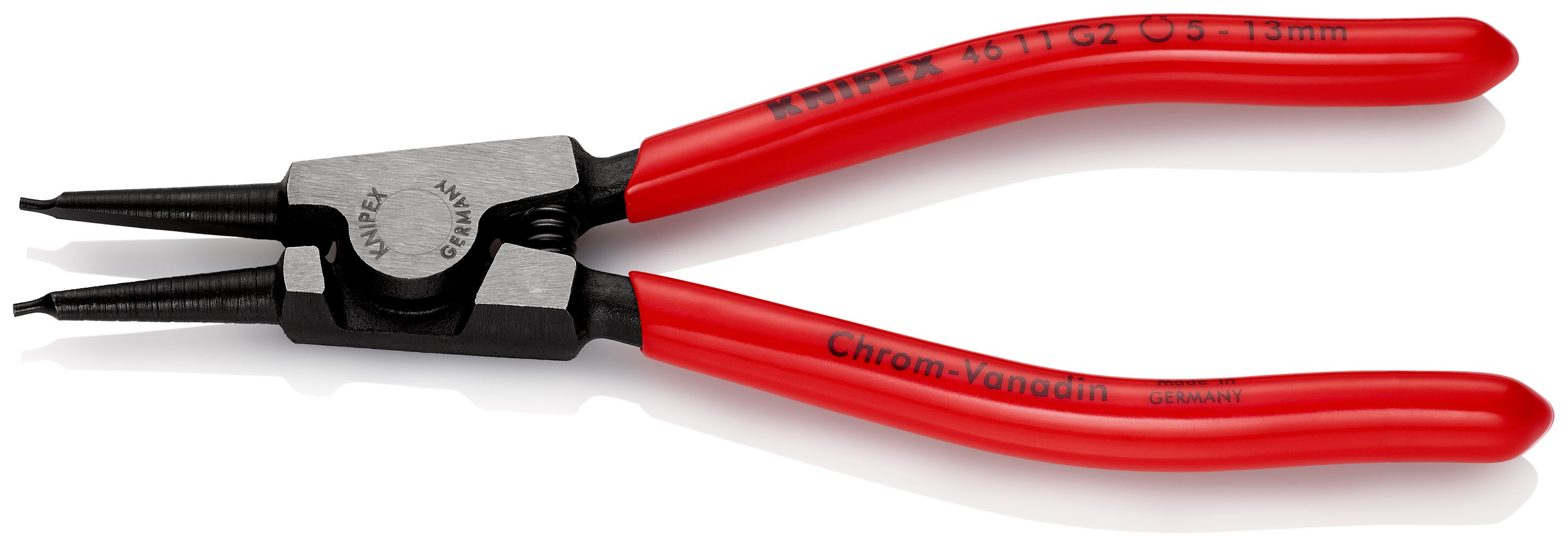 KNIPEX 46 11 G2 Kleště na pojistné kroužky pro upínací kroužky na hřídelích potaženo plastem atramentované na černo 140 mm