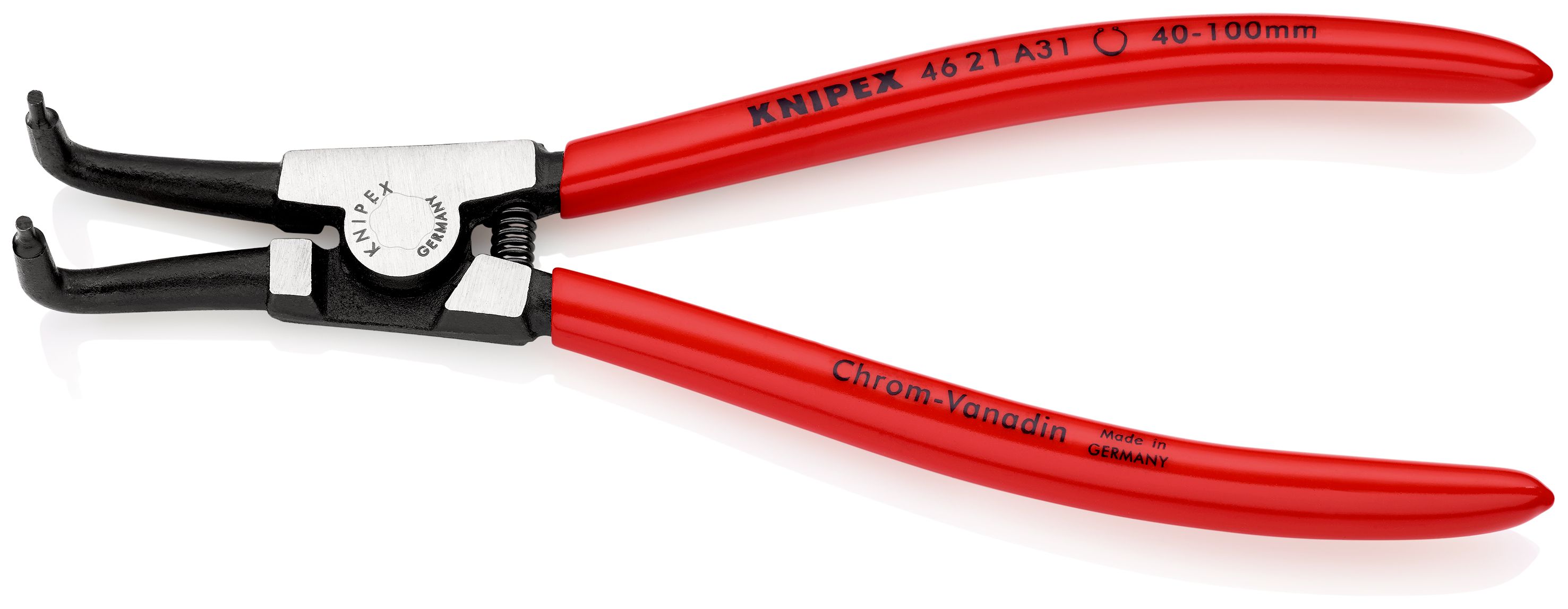 KNIPEX 46 21 A31 Kleště na pojistné kroužky pro vnější kroužky na hřídelích potaženo plastem atramentované na černo 200 mm