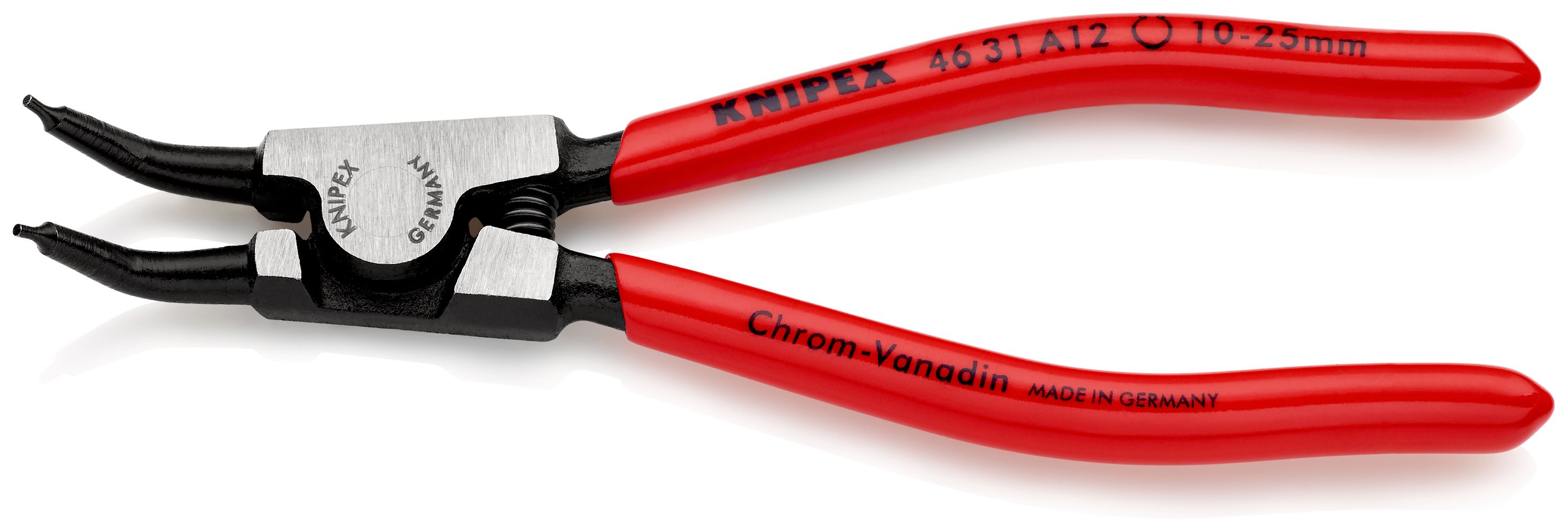 KNIPEX 46 31 A12 Kleště na pojistné kroužky pro vnější kroužky na hřídelích Nahnutý v úhlu 45° potaženo plastem atramentované na černo 130 mm