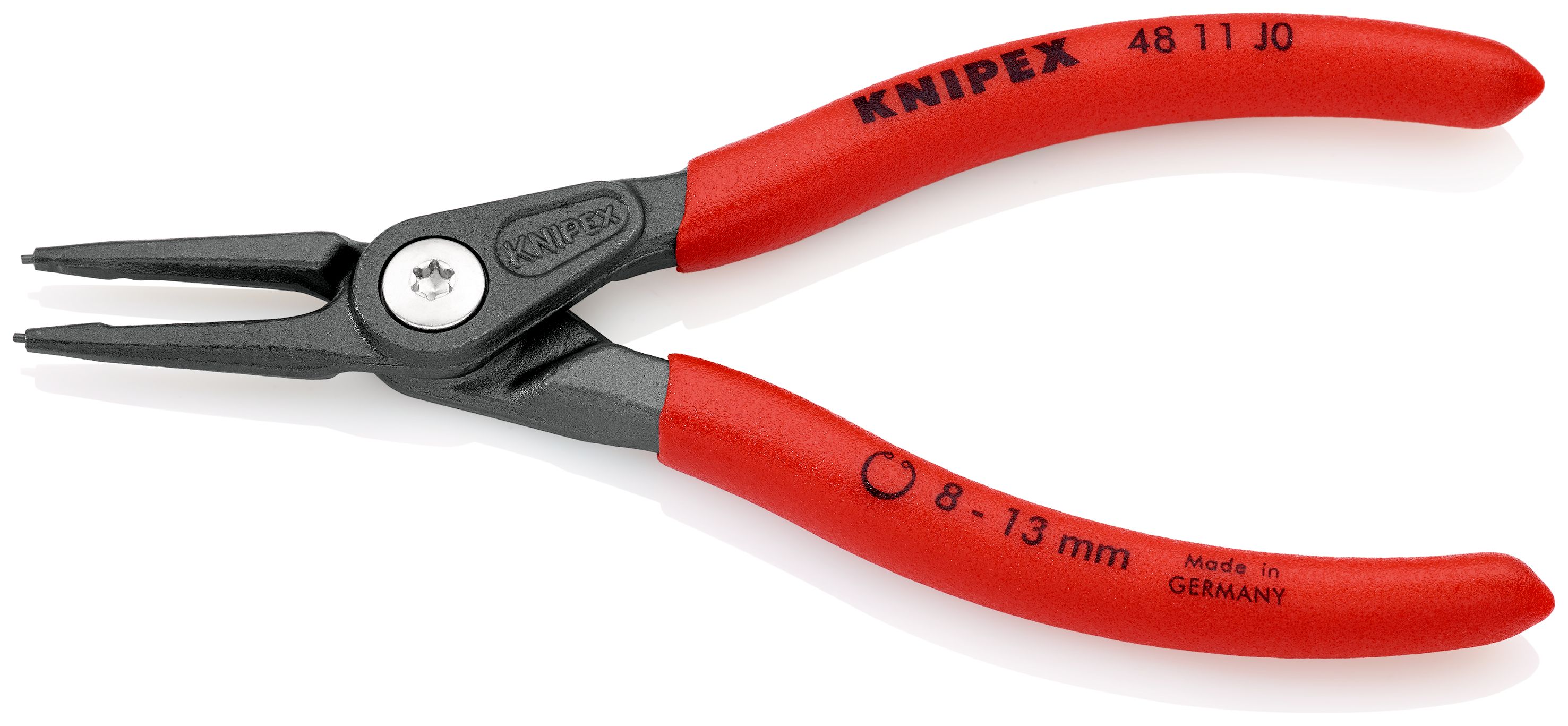 KNIPEX 48 11 J0 Precizní kleště na pojistné kroužky pro vnitřní kroužky v otvorech potaženy neklouzavým plastem fosfátováno atramentolem na šedo 140 mm