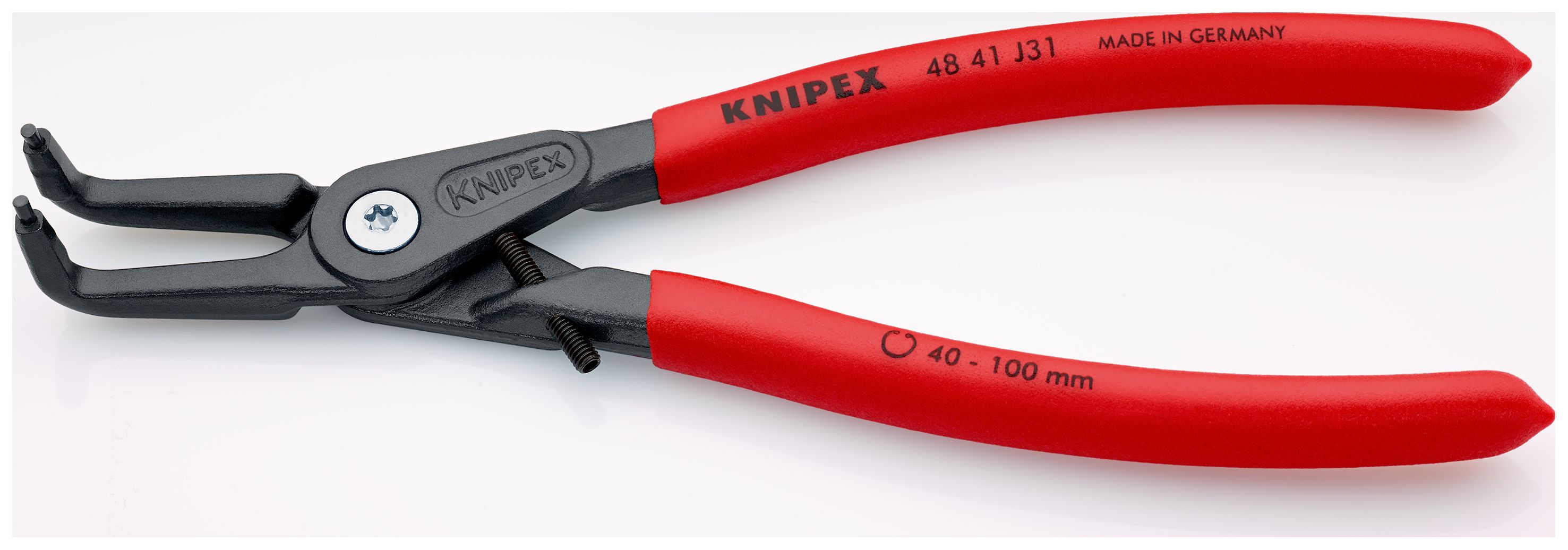 KNIPEX 48 41 J31 Precizní kleště na pojistné kroužky pro vnitřní kroužky v otvorech potaženy neklouzavým plastem fosfátováno atramentolem na šedo 210 mm