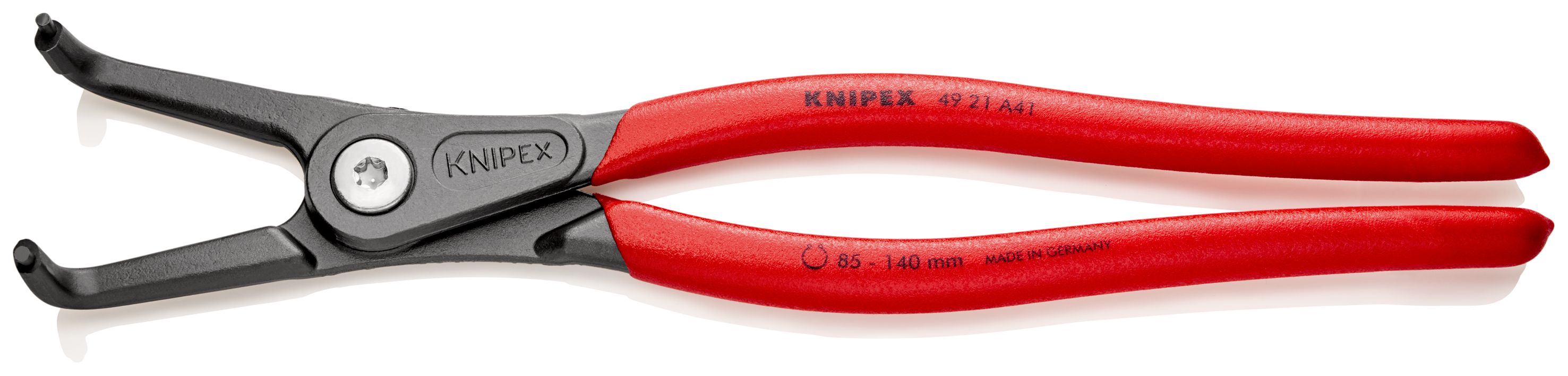 KNIPEX 49 21 A41 Precizní kleště na pojistné kroužky pro vnější kroužky na hřídelích potaženy neklouzavým plastem fosfátováno atramentolem na šedo 305 mm