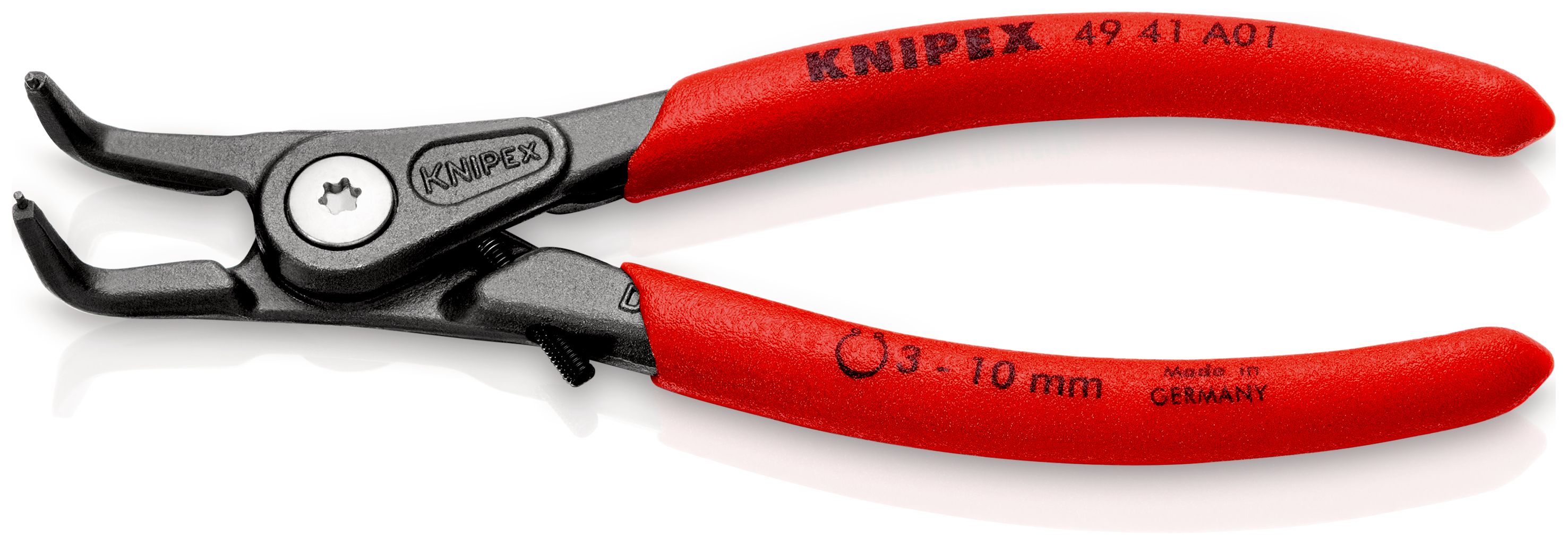KNIPEX 49 41 A01 Precizní kleště na pojistné kroužky pro vnější kroužky na hřídelích potaženy neklouzavým plastem fosfátováno atramentolem na šedo 130 mm