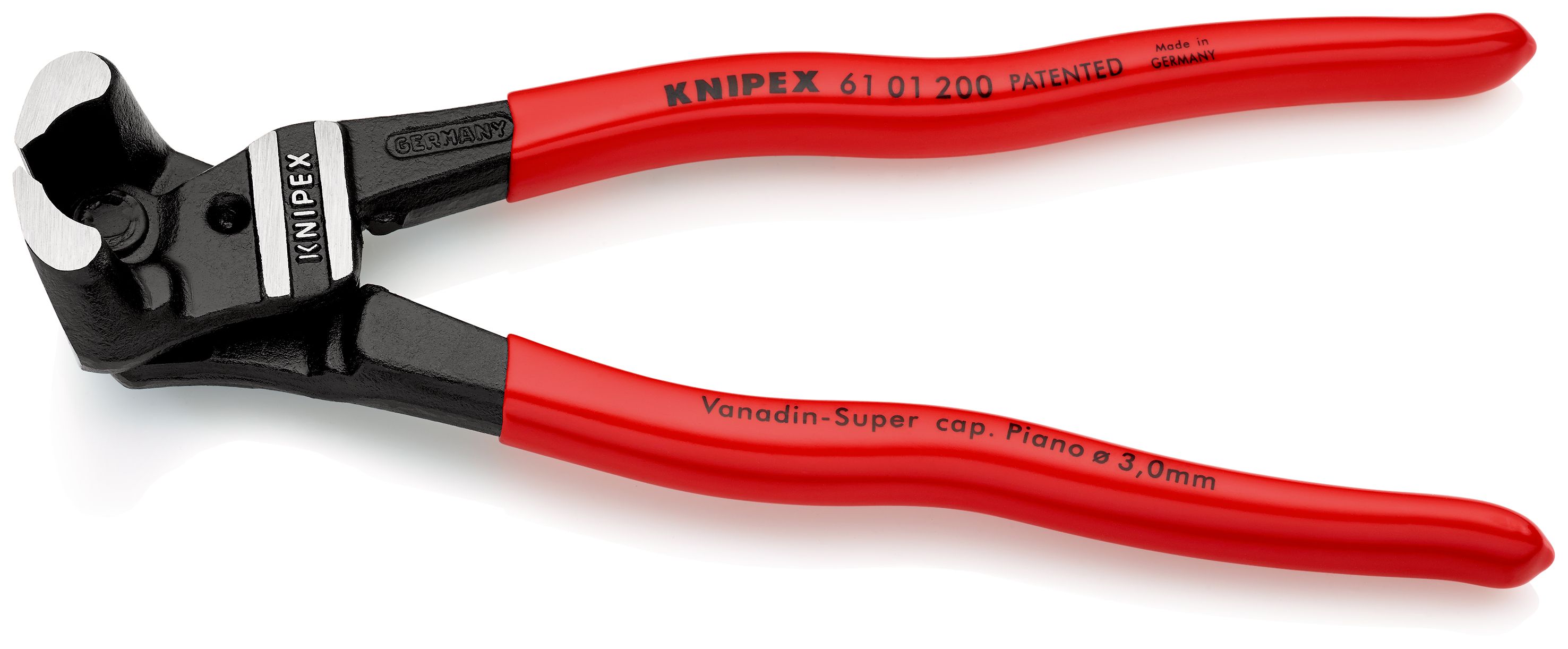 KNIPEX 61 01 200 Čelní pákové štípací kleště na čepy s velkým převodem potaženo plastem atramentované na černo 200 mm