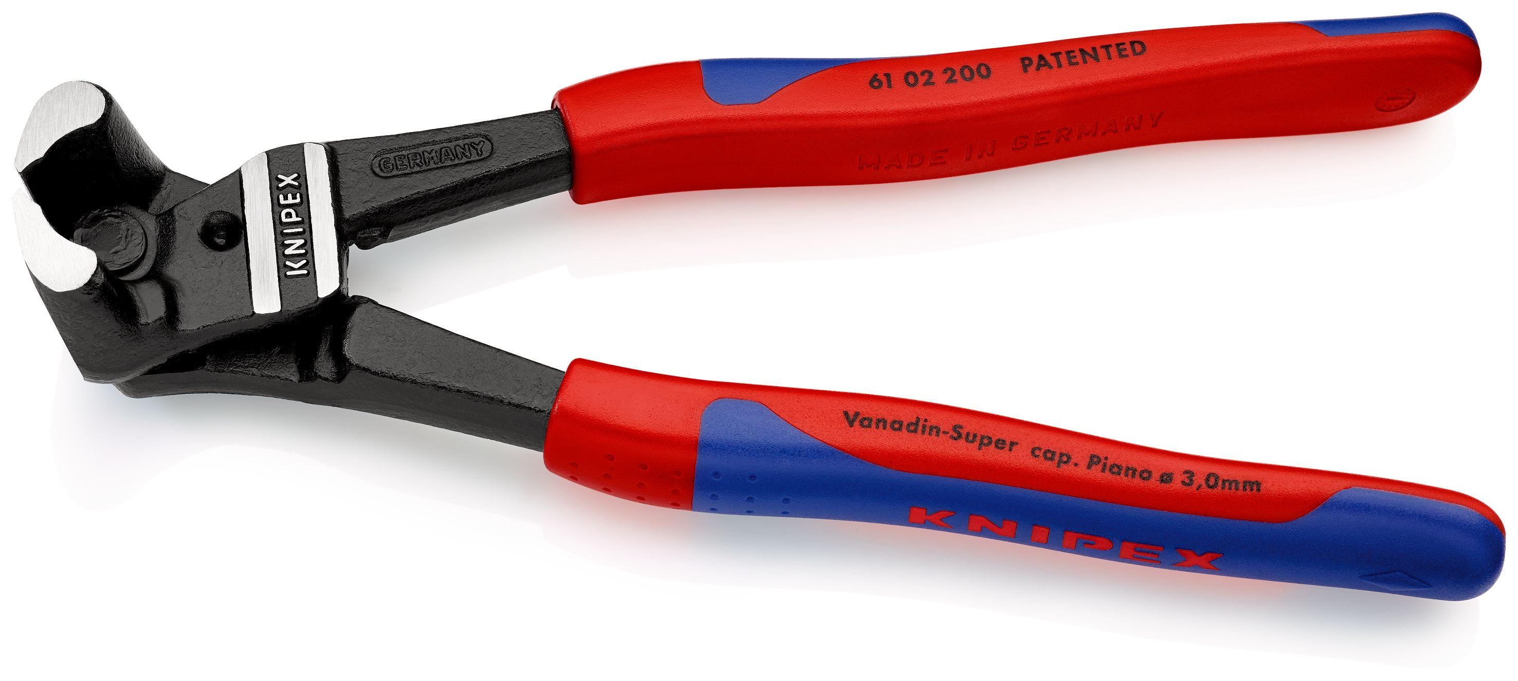 KNIPEX 61 02 200 Čelní pákové štípací kleště na čepy s velkým převodem potaženo plastem atramentované na černo 200 mm