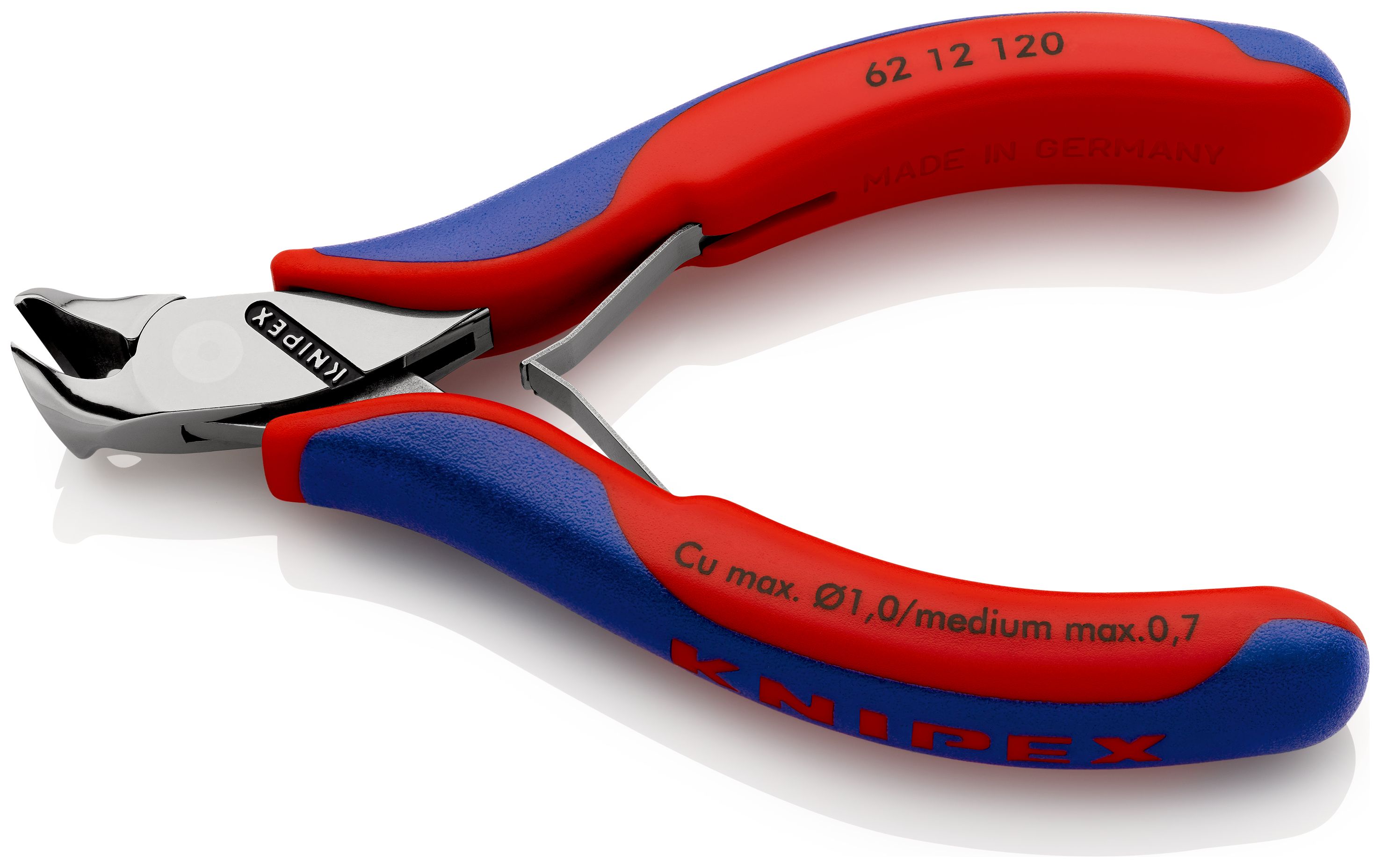 KNIPEX 62 12 120 Štípací kleště s šikmými břity pro elektroniku s vícekomponentními rukojeťmi 120 mm