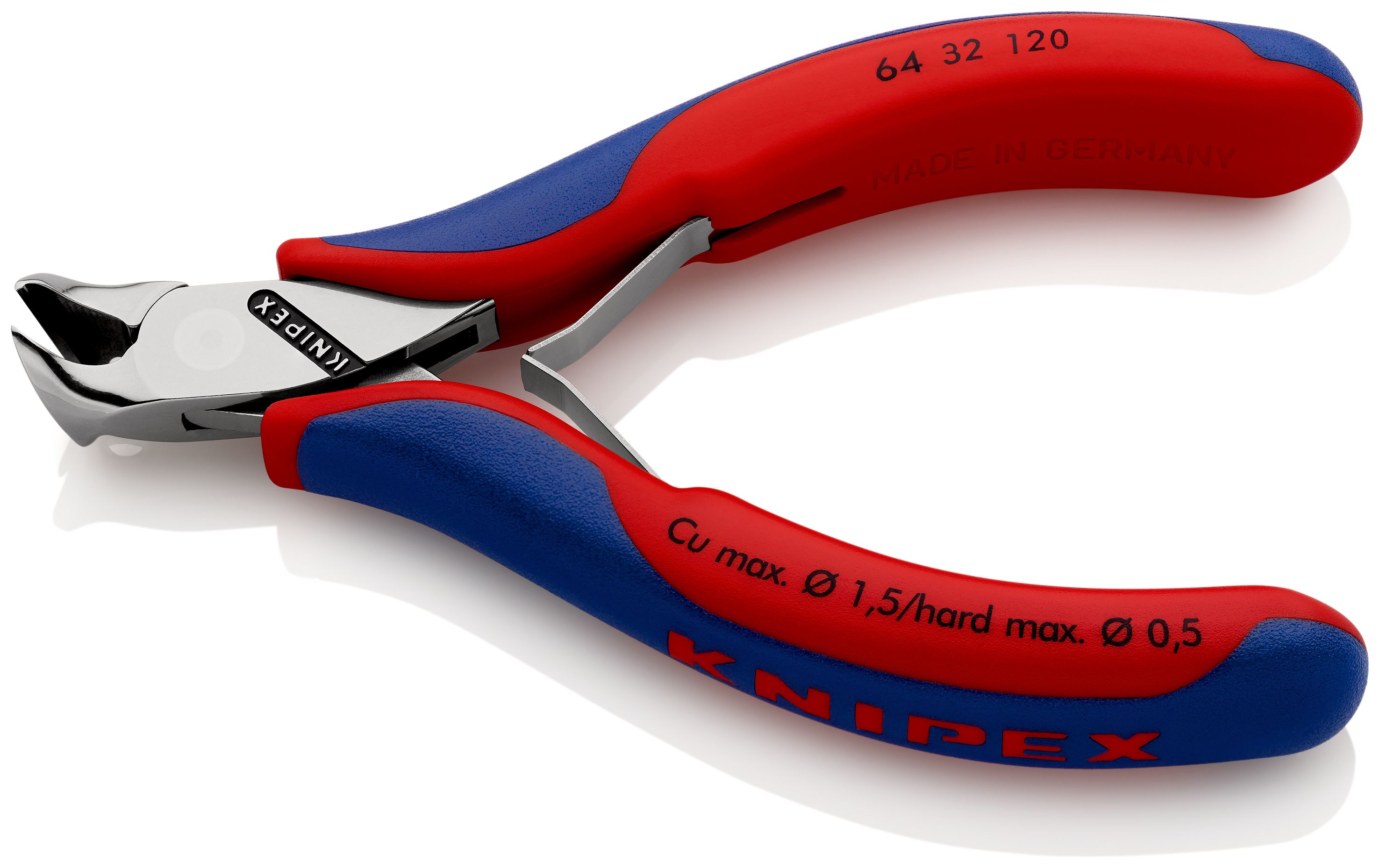 KNIPEX 64 32 120 Čelní štípací kleště pro elektroniku s vícekomponentními rukojeťmi 120 mm