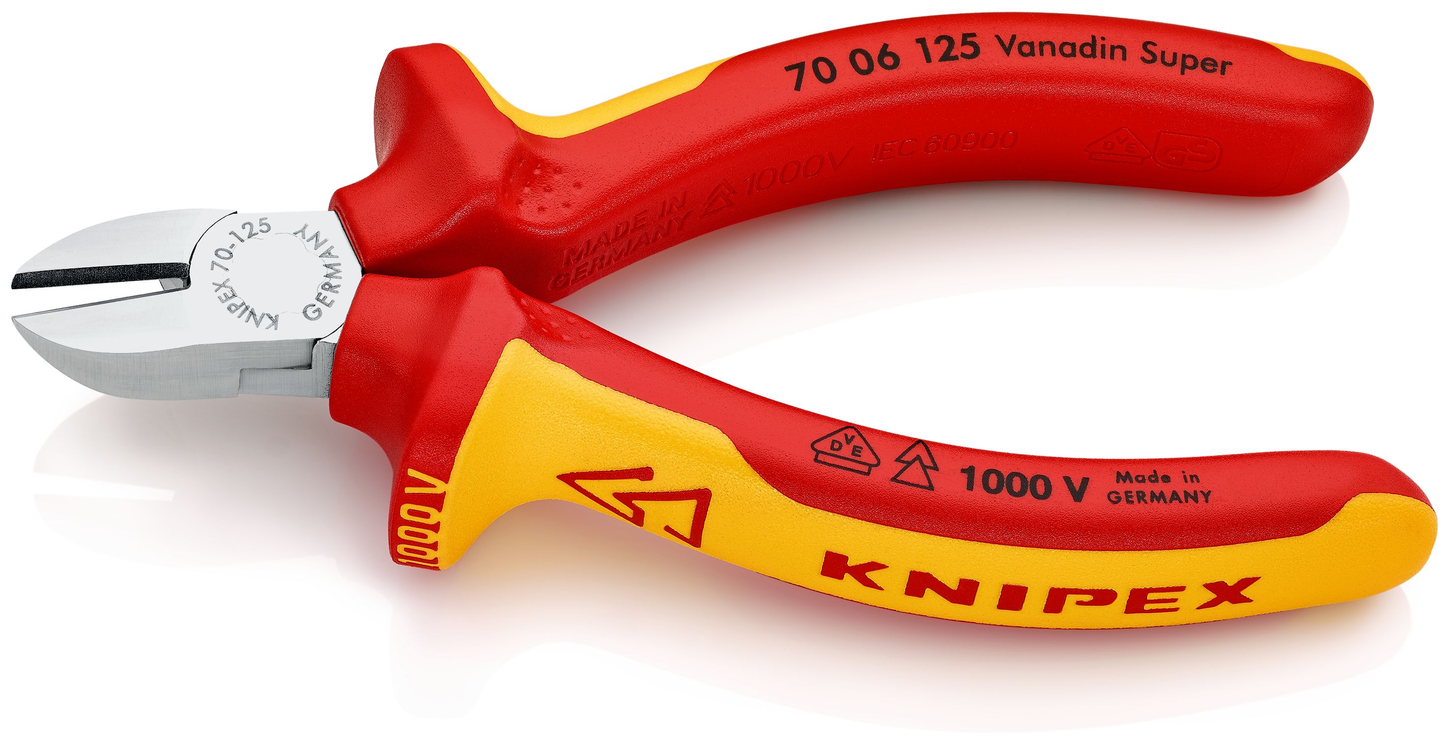 KNIPEX 70 06 125 Boční štípací kleště izolované vícesložkovými návleky, certifikace VDE chromované 125 mm