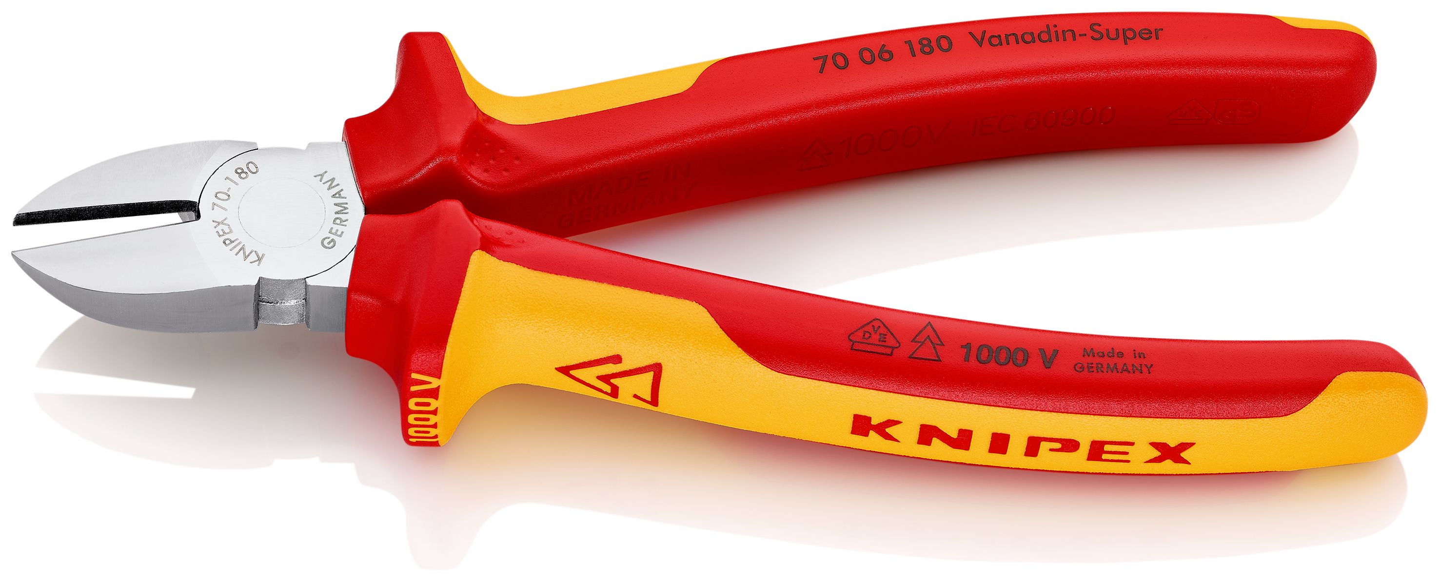 KNIPEX 70 06 180 Boční štípací kleště izolované vícesložkovými návleky, certifikace VDE chromované 180 mm