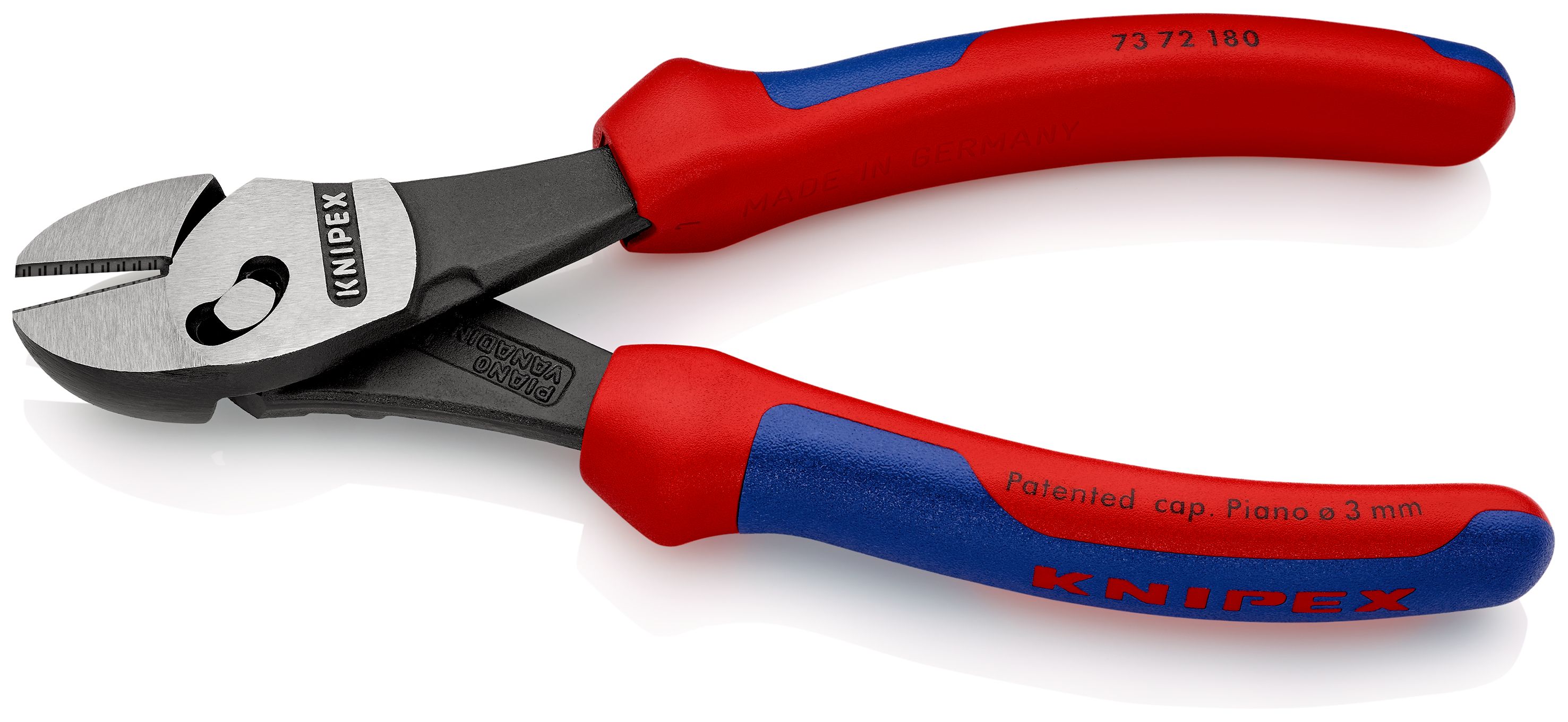 KNIPEX 73 72 180 TwinForce® Vysoce výkonné kleště na štípání drátu s vícekomponentními rukojeťmi atramentované na černo 180 mm