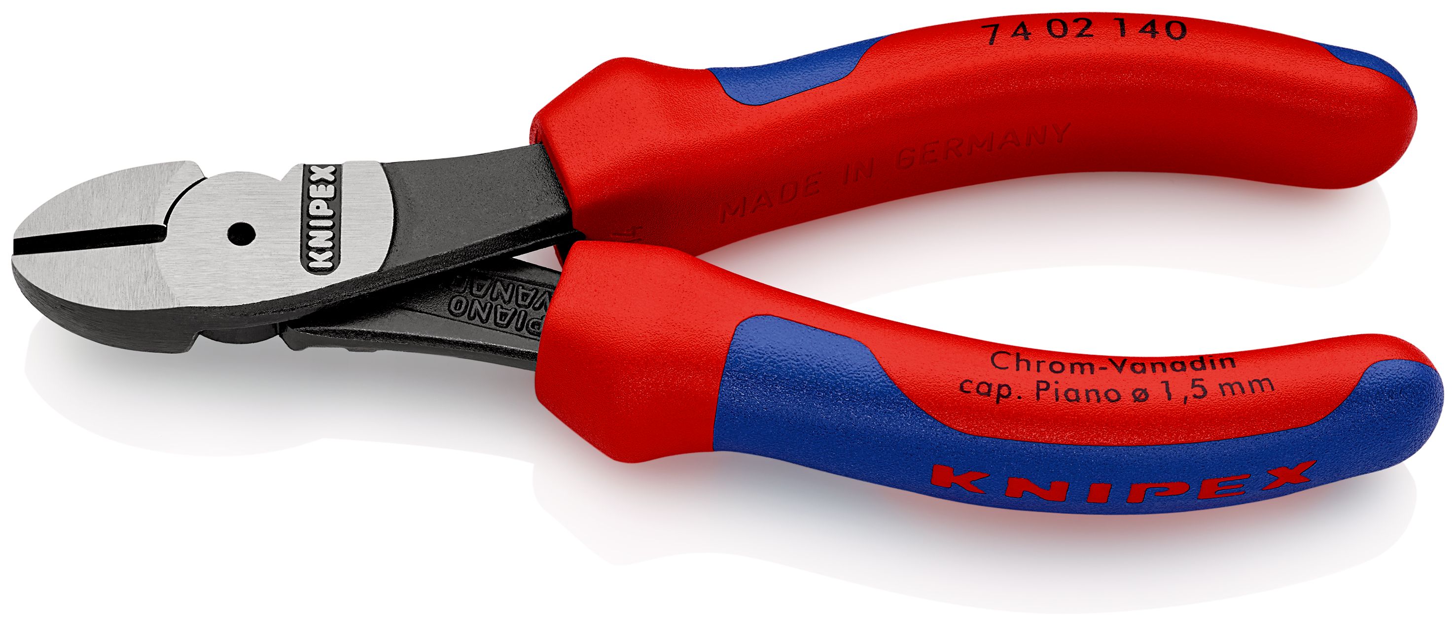 KNIPEX 74 02 140 Silové boční štípací kleště s vícekomponentními rukojeťmi atramentované na černo 140 mm