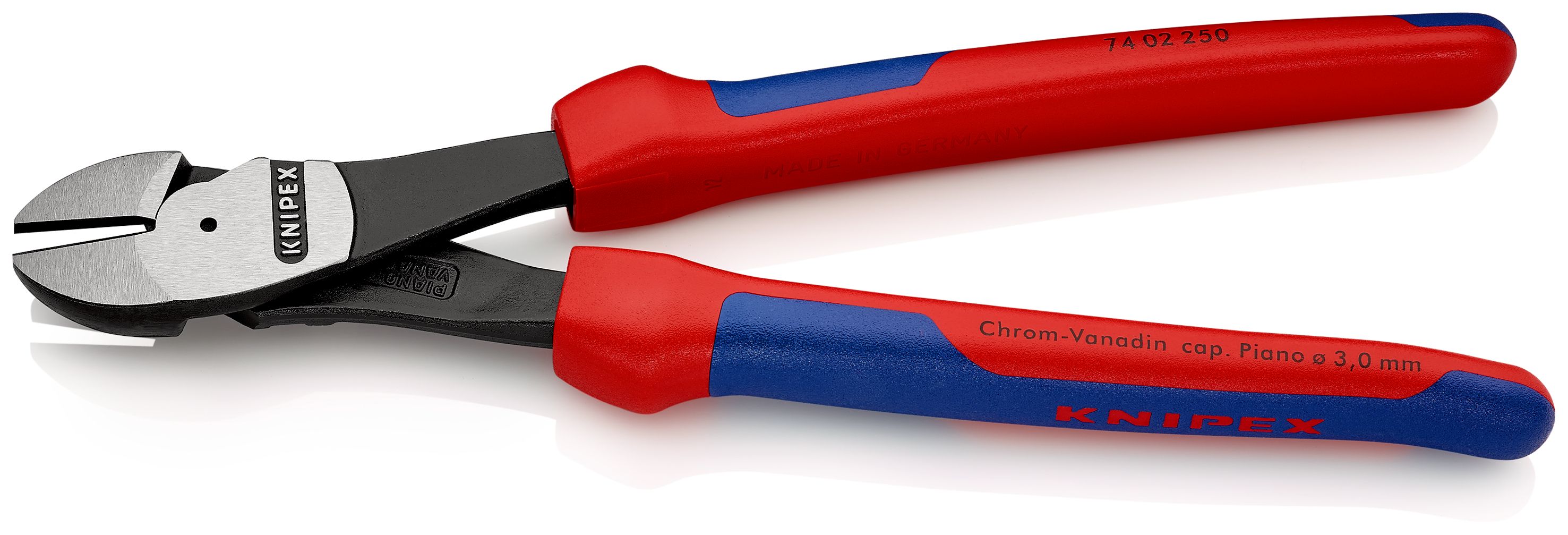 KNIPEX 74 02 250 Silové boční štípací kleště s vícekomponentními rukojeťmi atramentované na černo 250 mm