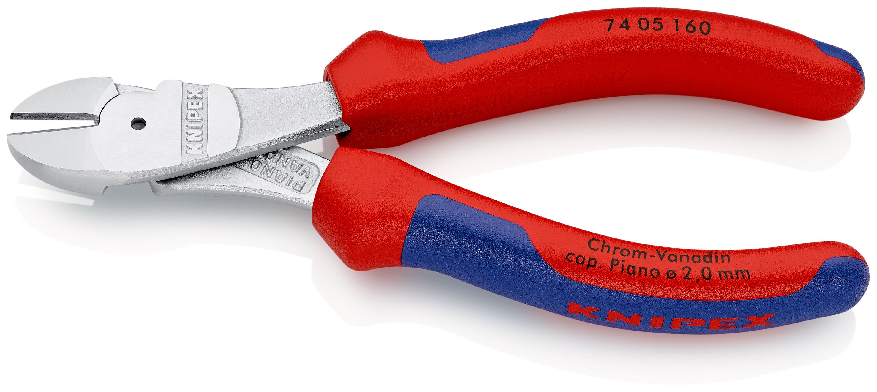 KNIPEX 74 05 160 Silové boční štípací kleště s vícekomponentními rukojeťmi chromované 160 mm