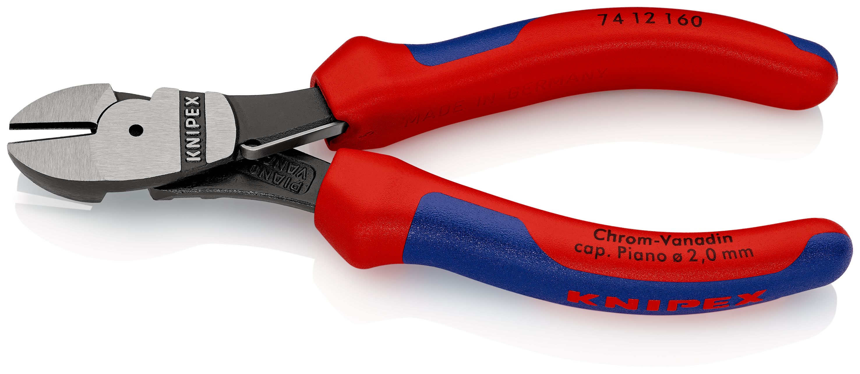 KNIPEX 74 12 160 Silové boční štípací kleště s vícekomponentními rukojeťmi atramentované na černo 160 mm