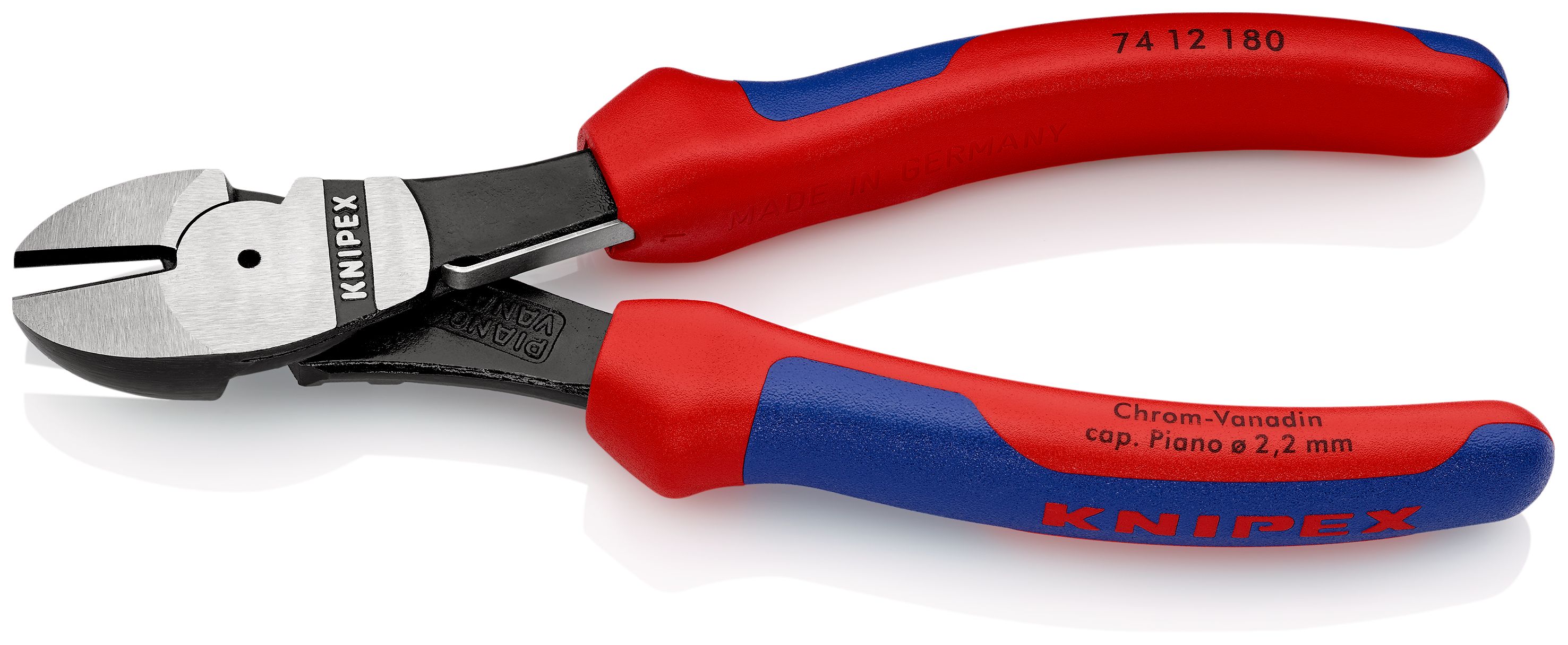 KNIPEX 74 12 180 Silové boční štípací kleště s vícekomponentními rukojeťmi atramentované na černo 180 mm