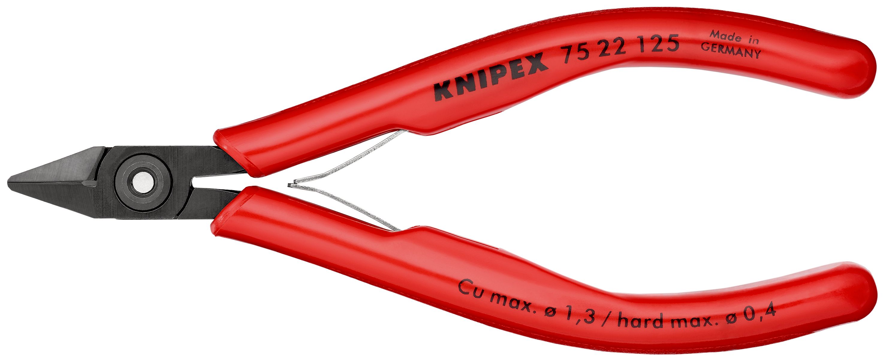 KNIPEX 75 22 125 Boční štípací kleště pro elektroniku s návleky z umělé hmoty leštěné 125 mm