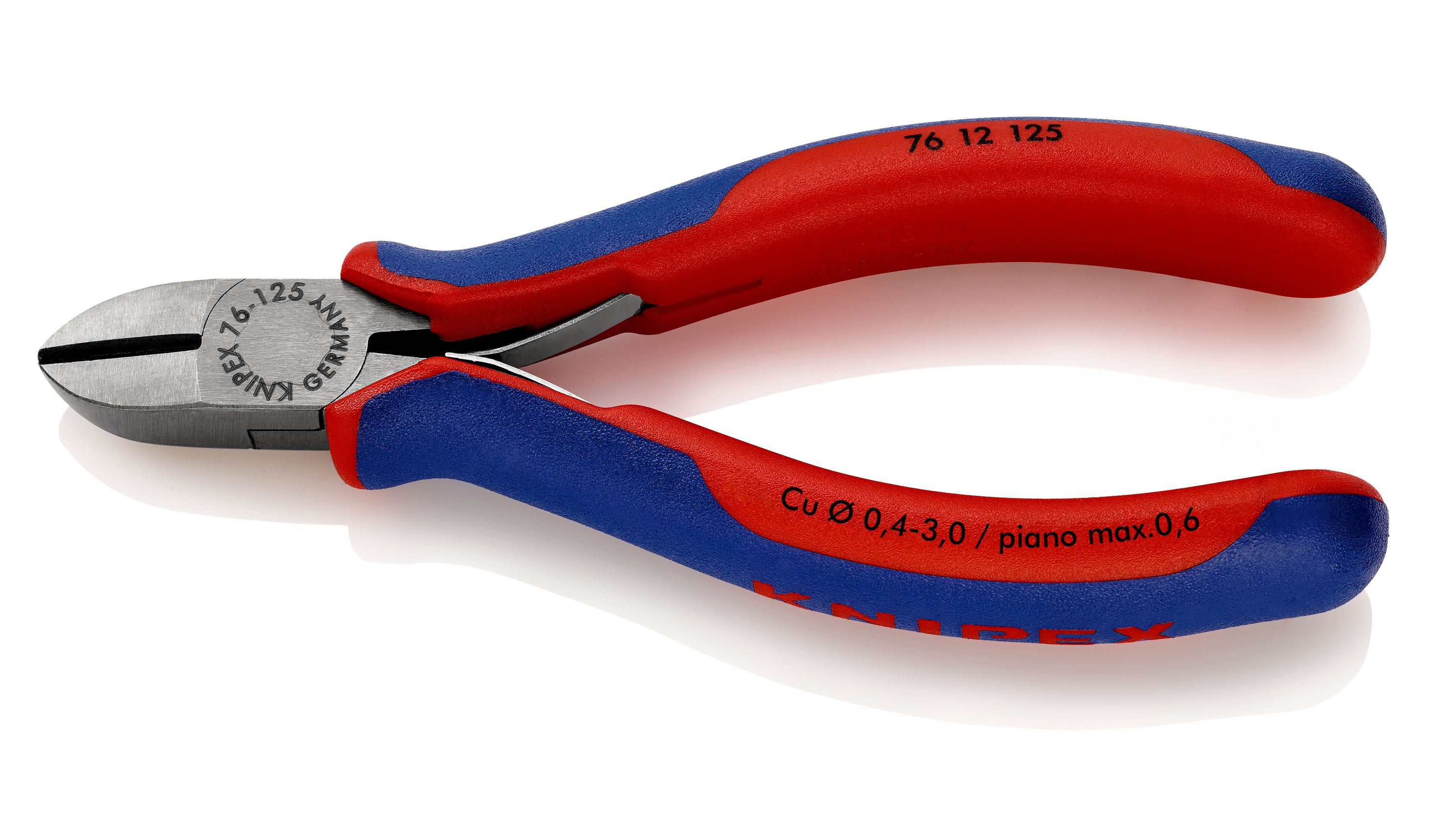 KNIPEX 76 12 125 Boční štípací kleště pro elektromechaniky s vícekomponentními rukojeťmi atramentované na černo 125 mm