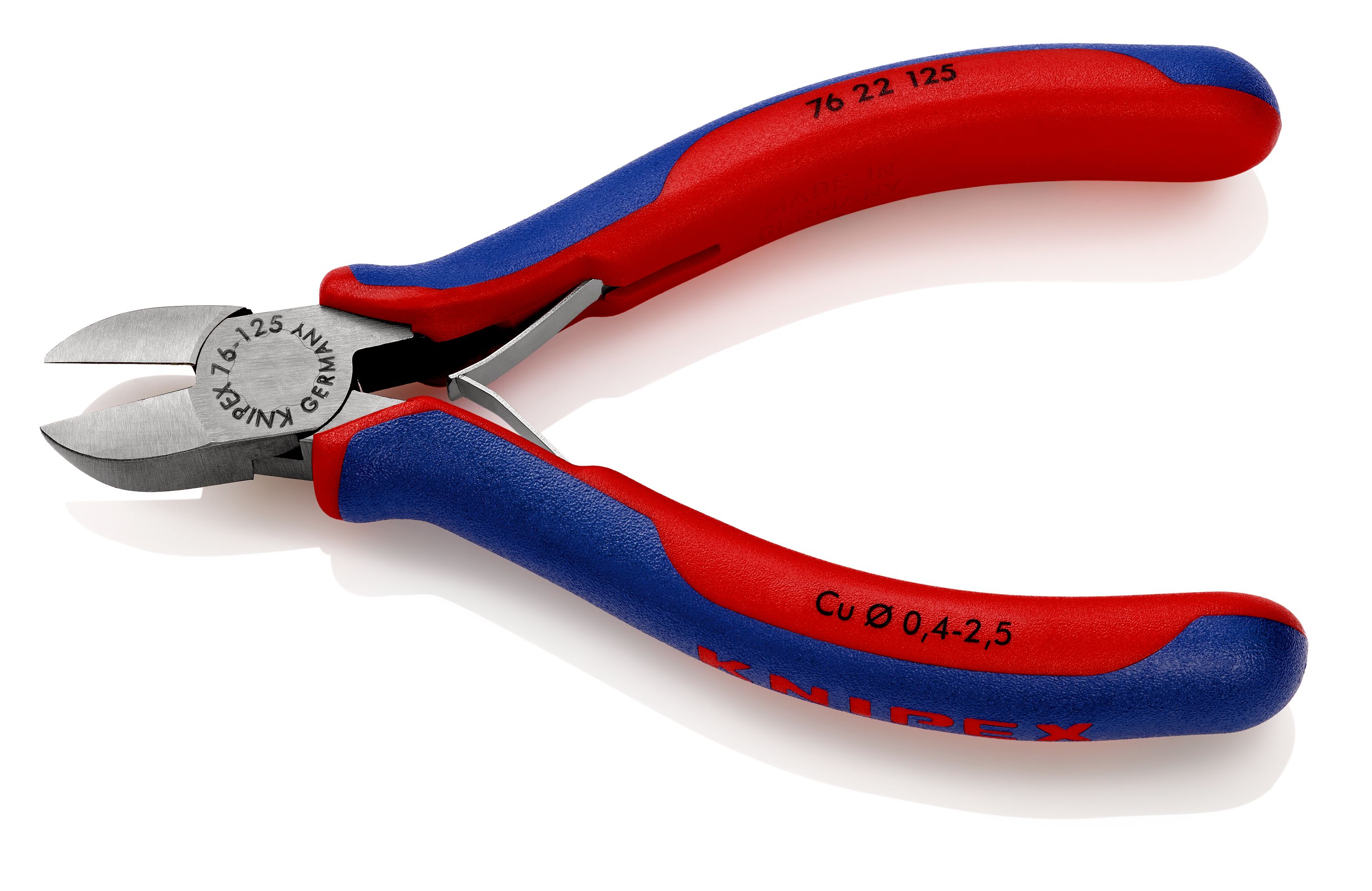 KNIPEX 76 22 125 Boční štípací kleště pro elektromechaniky s vícekomponentními rukojeťmi atramentované na černo 125 mm