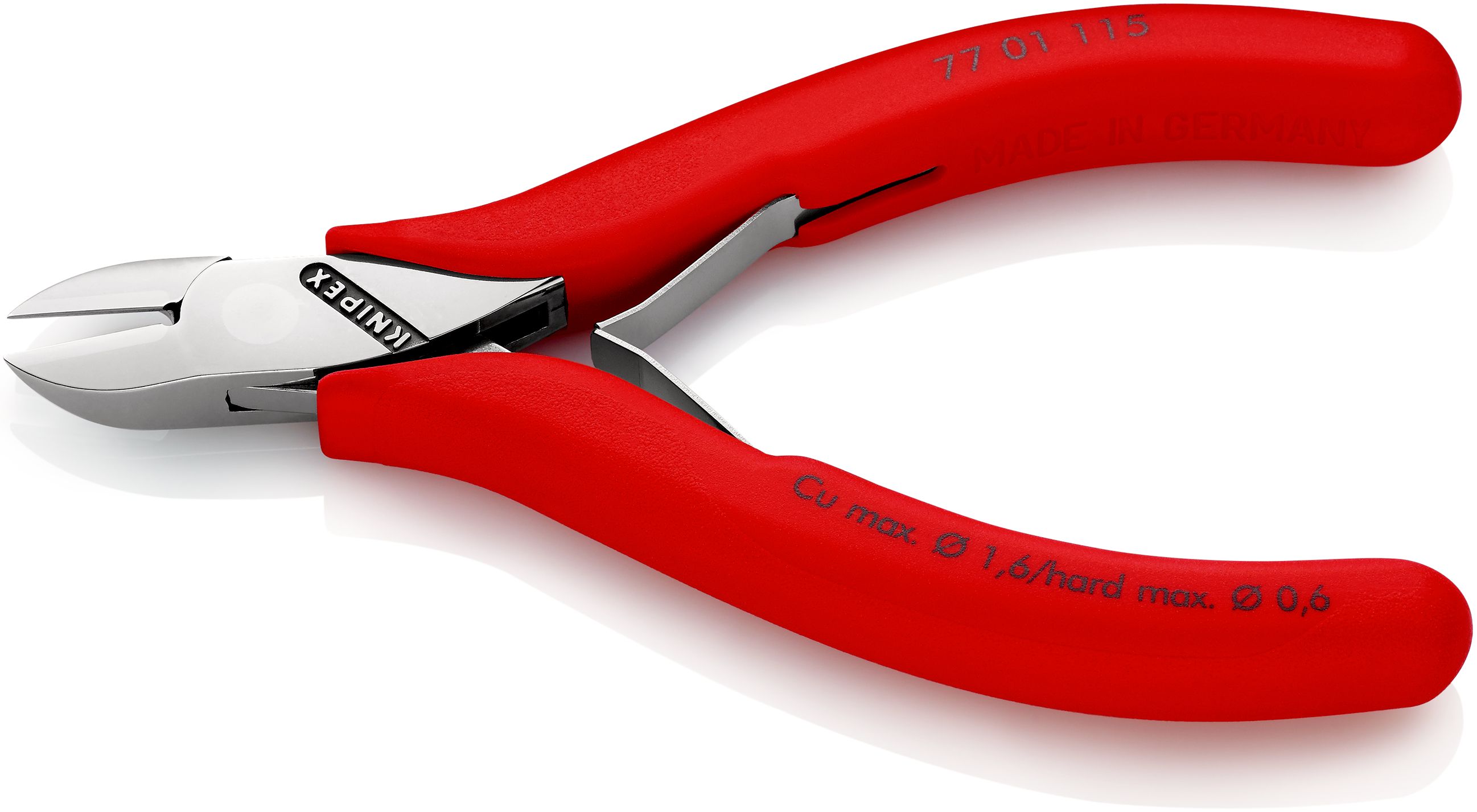 KNIPEX 77 01 115 Boční štípací kleště pro elektroniku S průvlečným kloubem s povlaky z umělé hmoty bránícími sklouznutí 115 mm