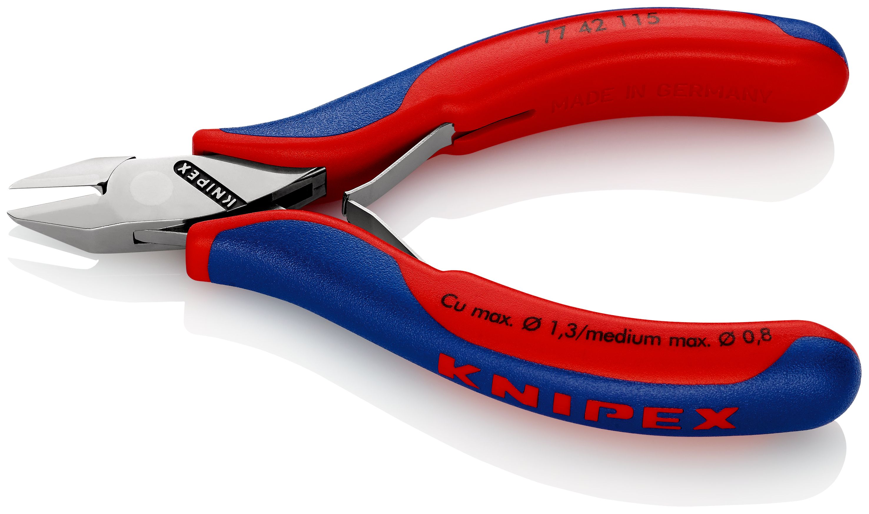 KNIPEX 77 42 115 Boční štípací kleště pro elektroniku S průvlečným kloubem s vícekomponentními rukojeťmi 115 mm