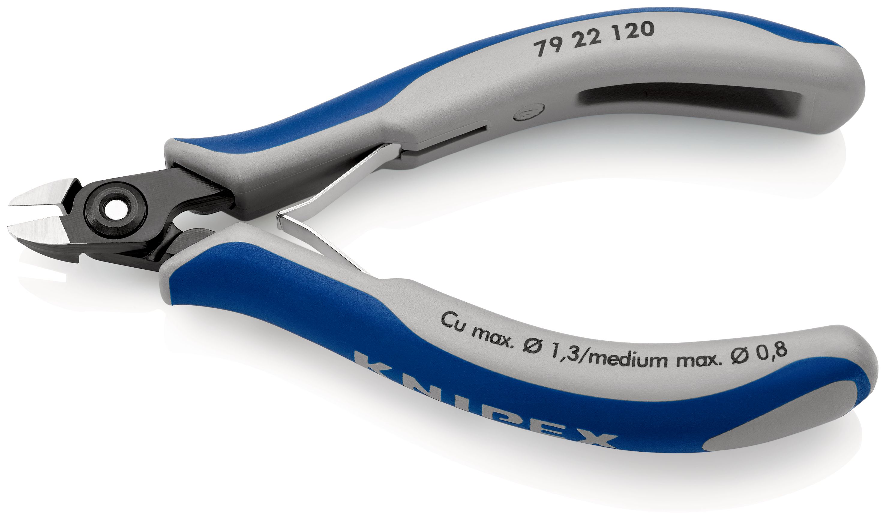 KNIPEX 79 22 120 Přesné boční štípací kleště na elektroniku s vícekomponentními rukojeťmi leštěné 120 mm